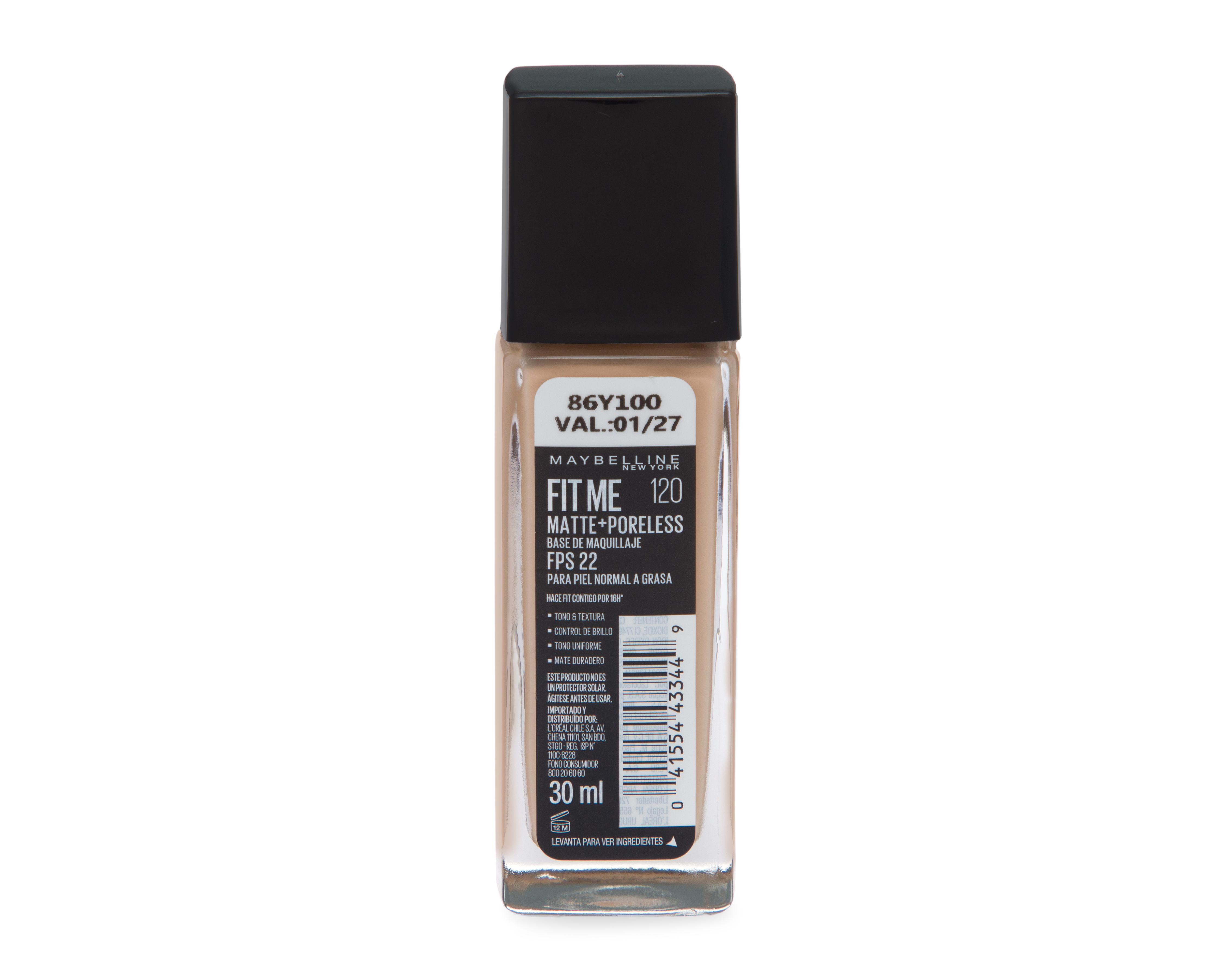 Foto 3 pulgar | Base de Maquillaje Maybelline Fit Me Matte + Poreless 120 Classic Ivory
