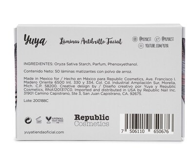 Foto 2 | Láminas Antibrillo Facial Yuya Matificante 50 Piezas