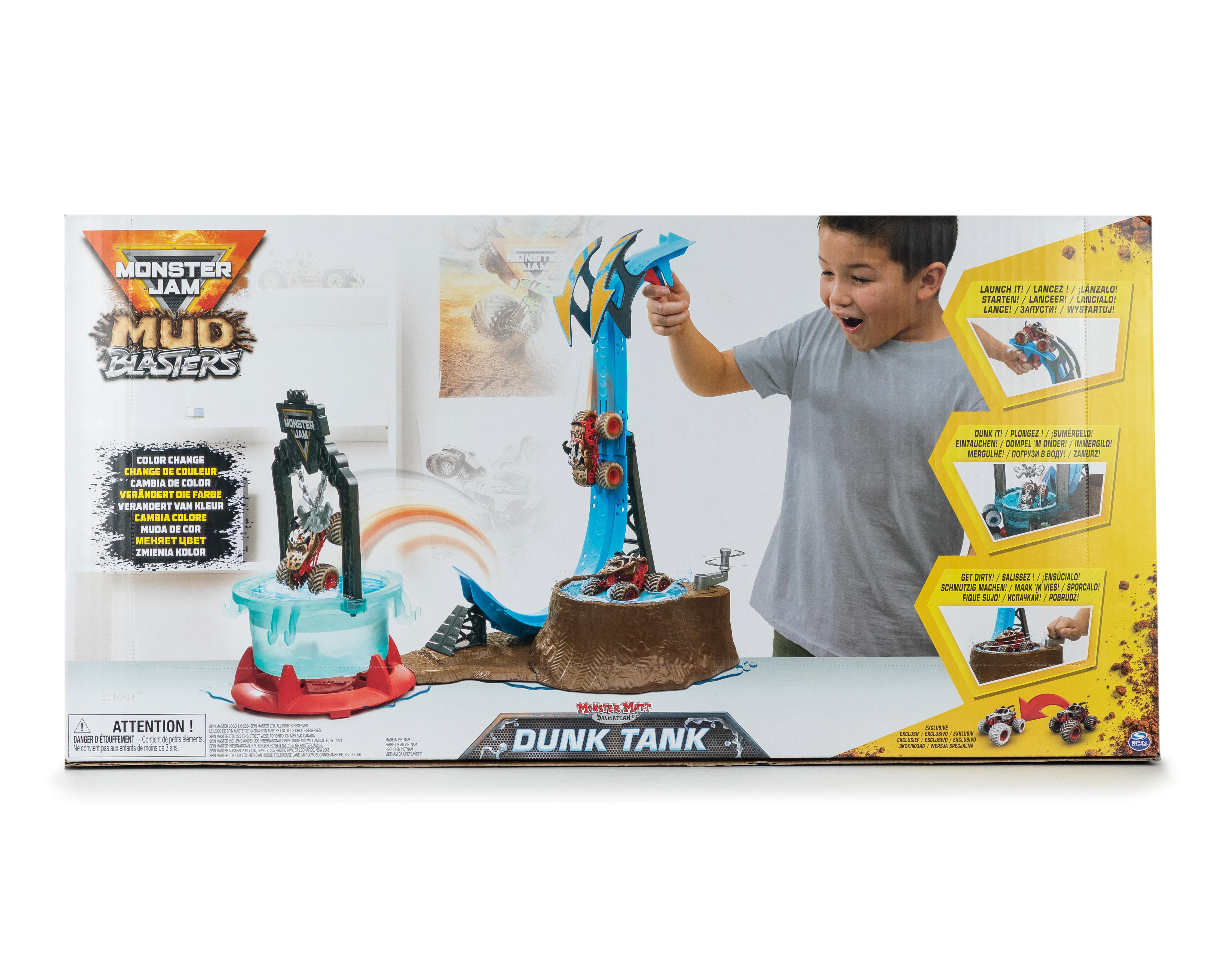 Foto 2 | Pista Monster Jam Mud Blaster Dunk Tank con Camión Monstruo