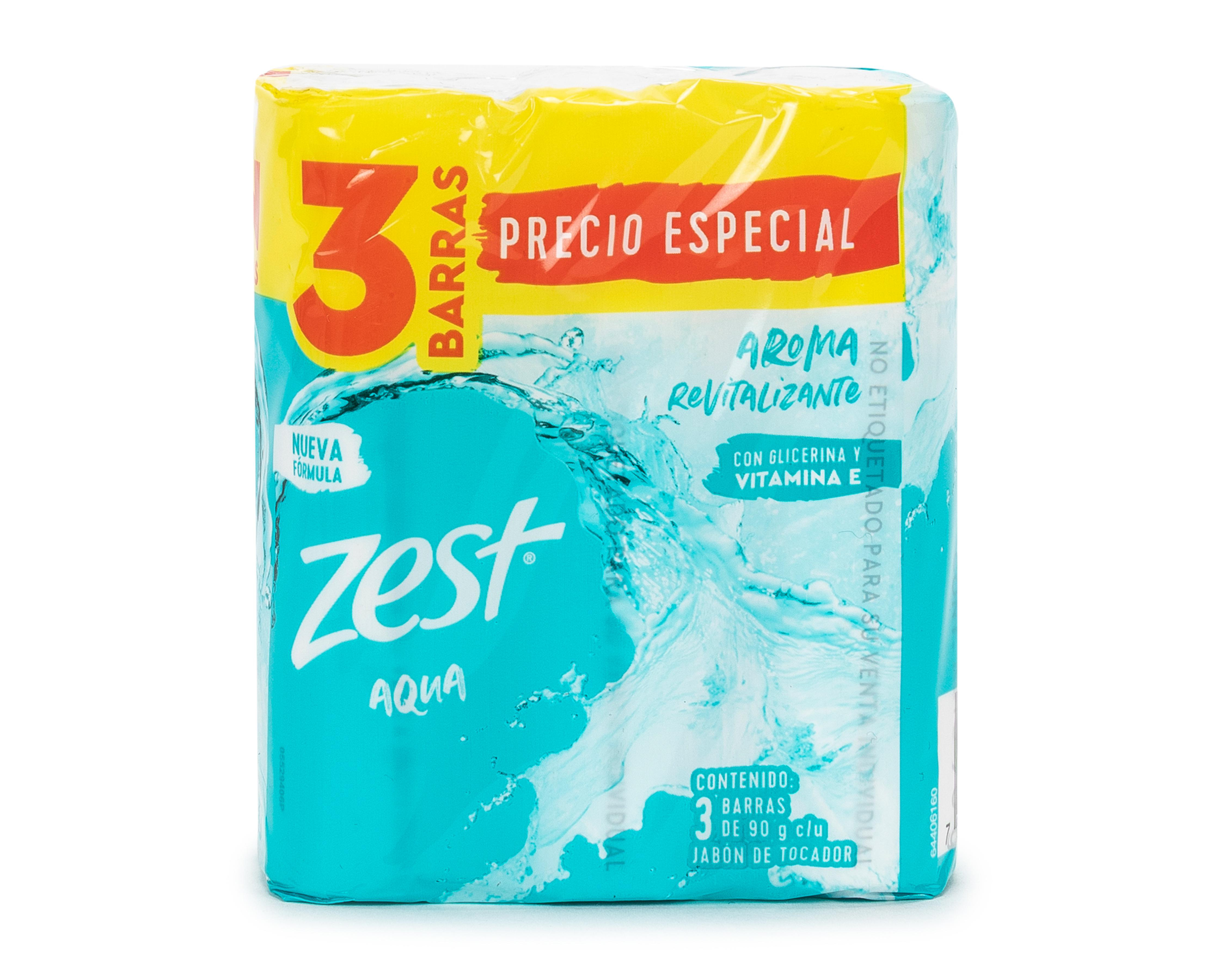 Foto 2 pulgar | Jabón con Glicerina y Vitamina E Zest Aqua 3 Piezas