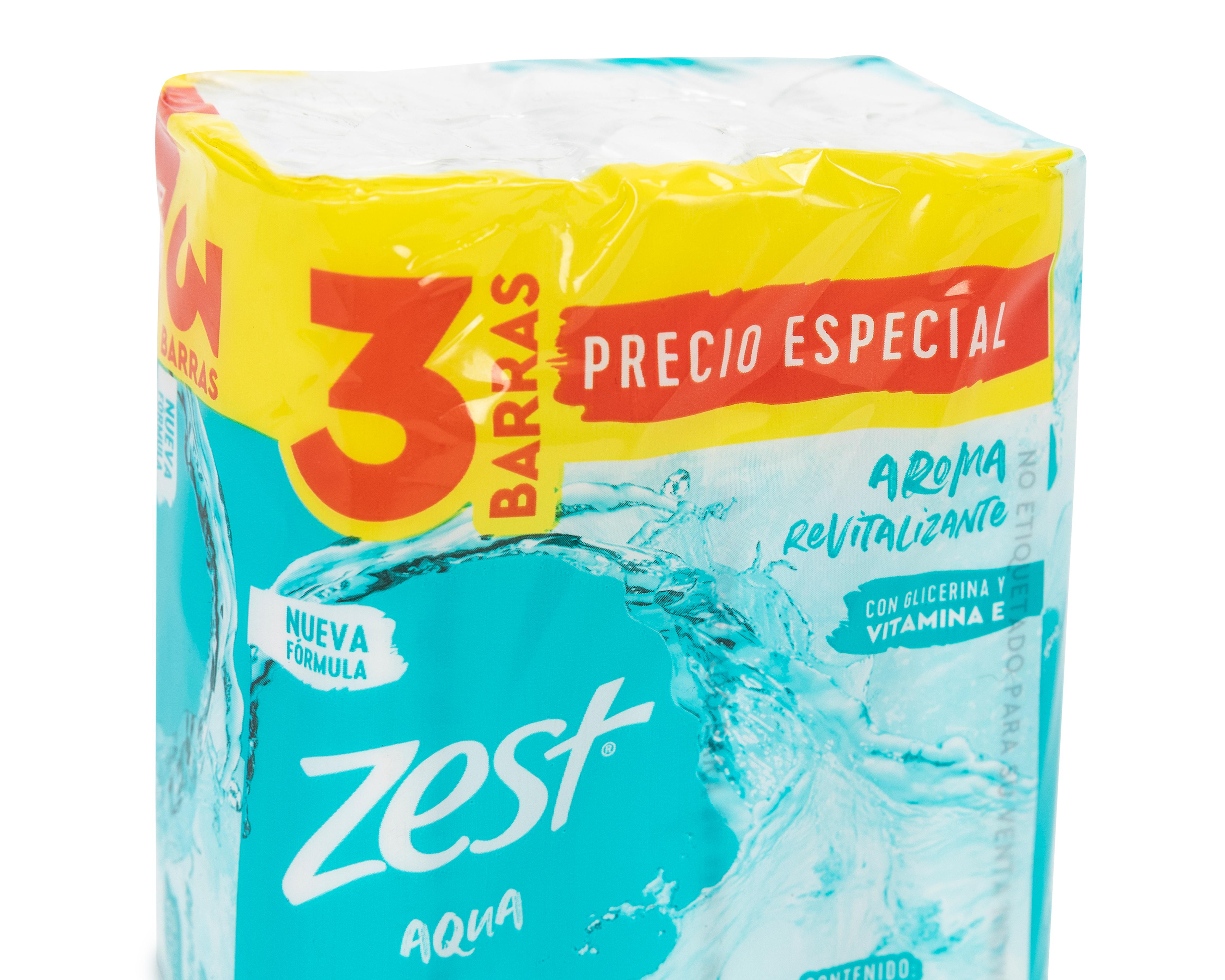 Foto 4 pulgar | Jabón con Glicerina y Vitamina E Zest Aqua 3 Piezas