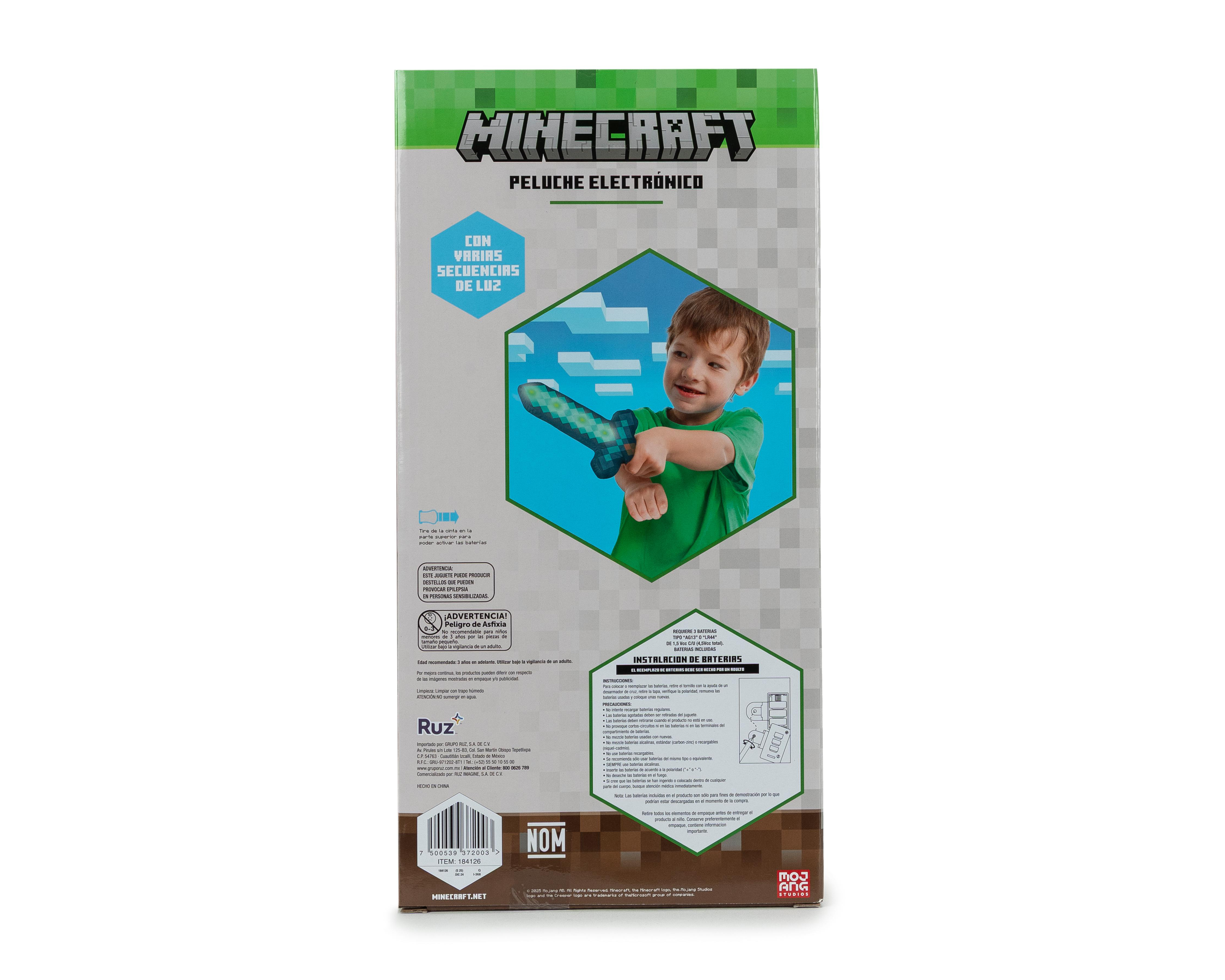 Foto 7 pulgar | Espada de Peluche Minecraft con Luces
