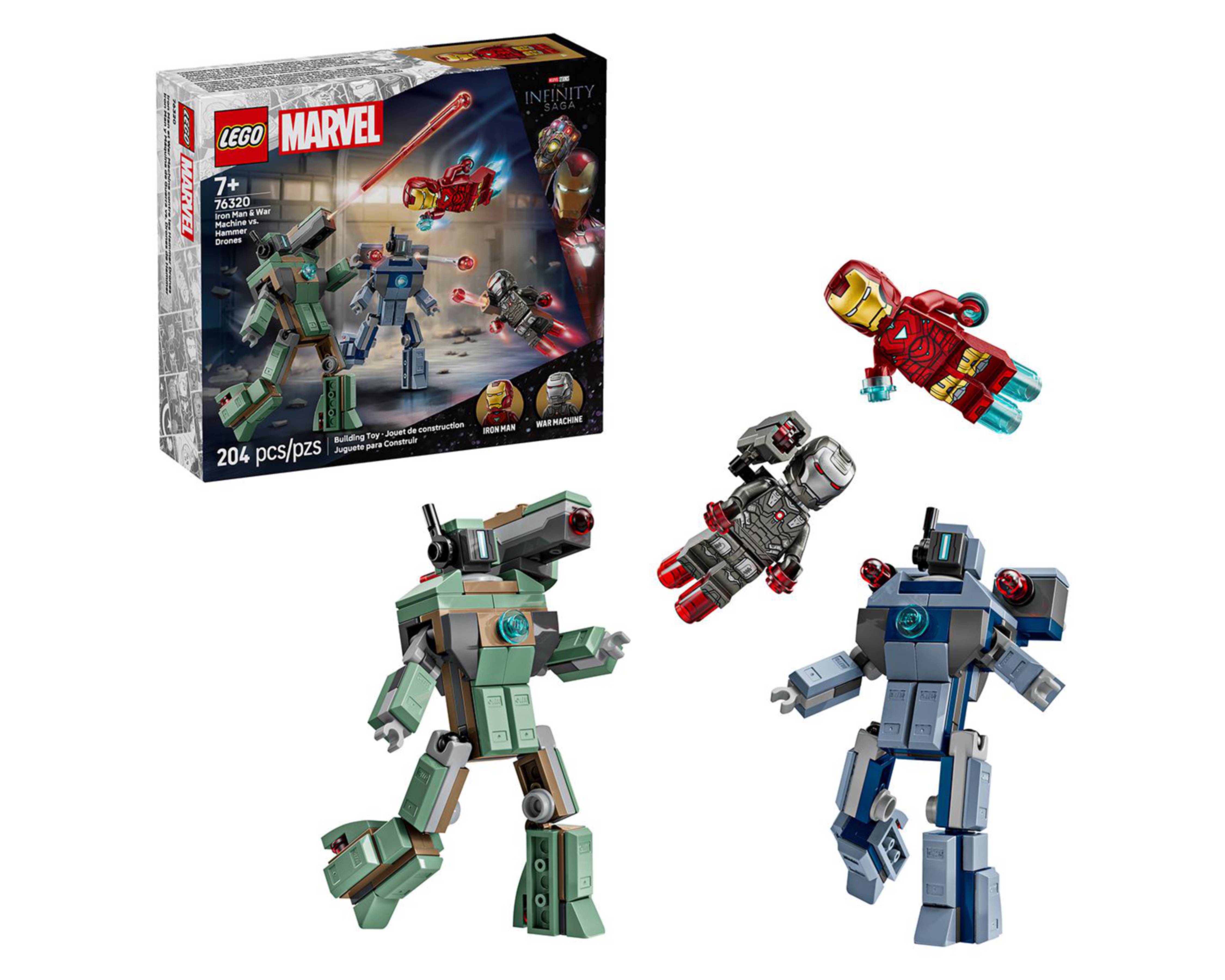 Foto 2 pulgar | LEGO MARVEL: Iron Man y Máquina de Guerra vs. Drones de Hammer