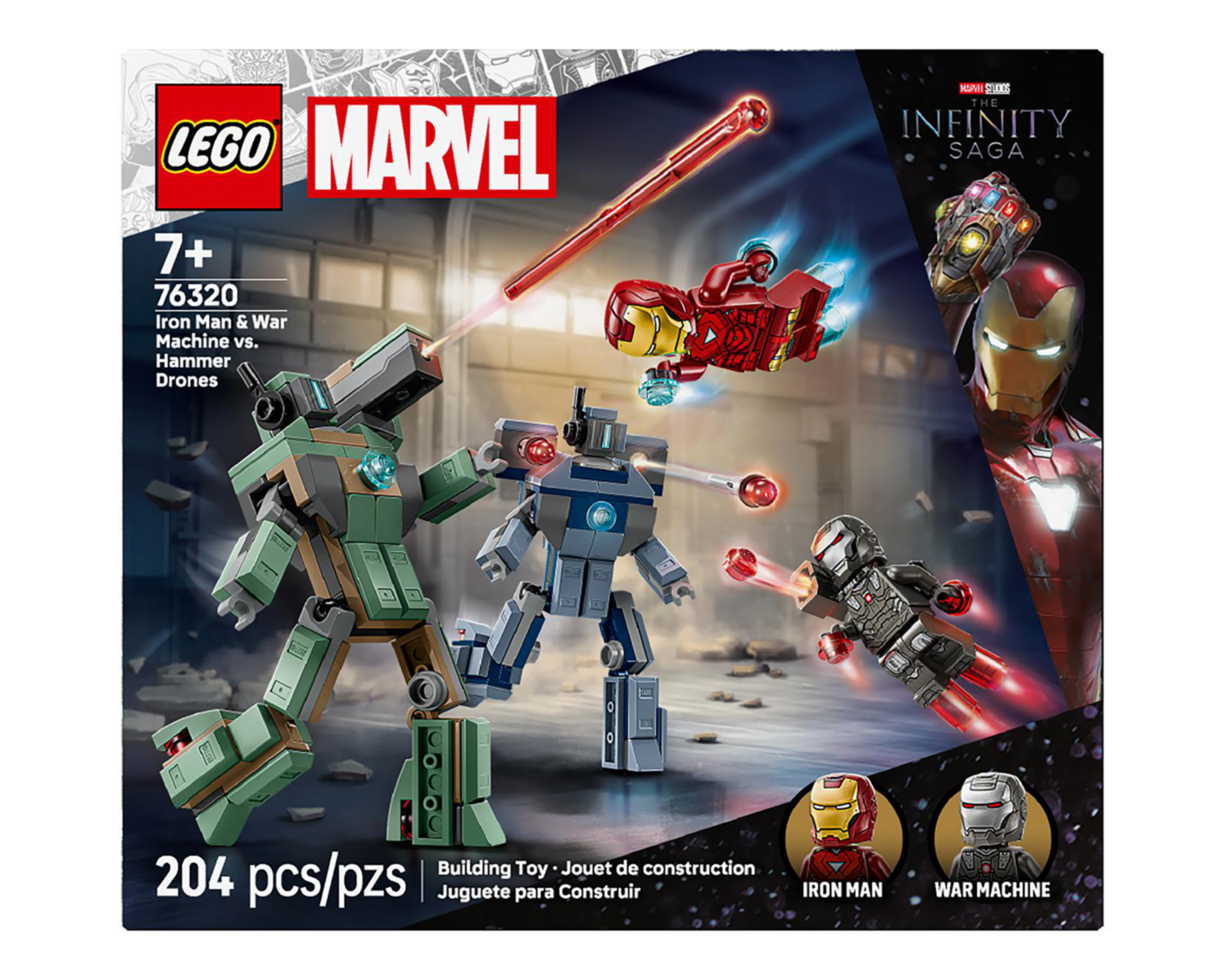 Foto 3 pulgar | LEGO MARVEL: Iron Man y Máquina de Guerra vs. Drones de Hammer
