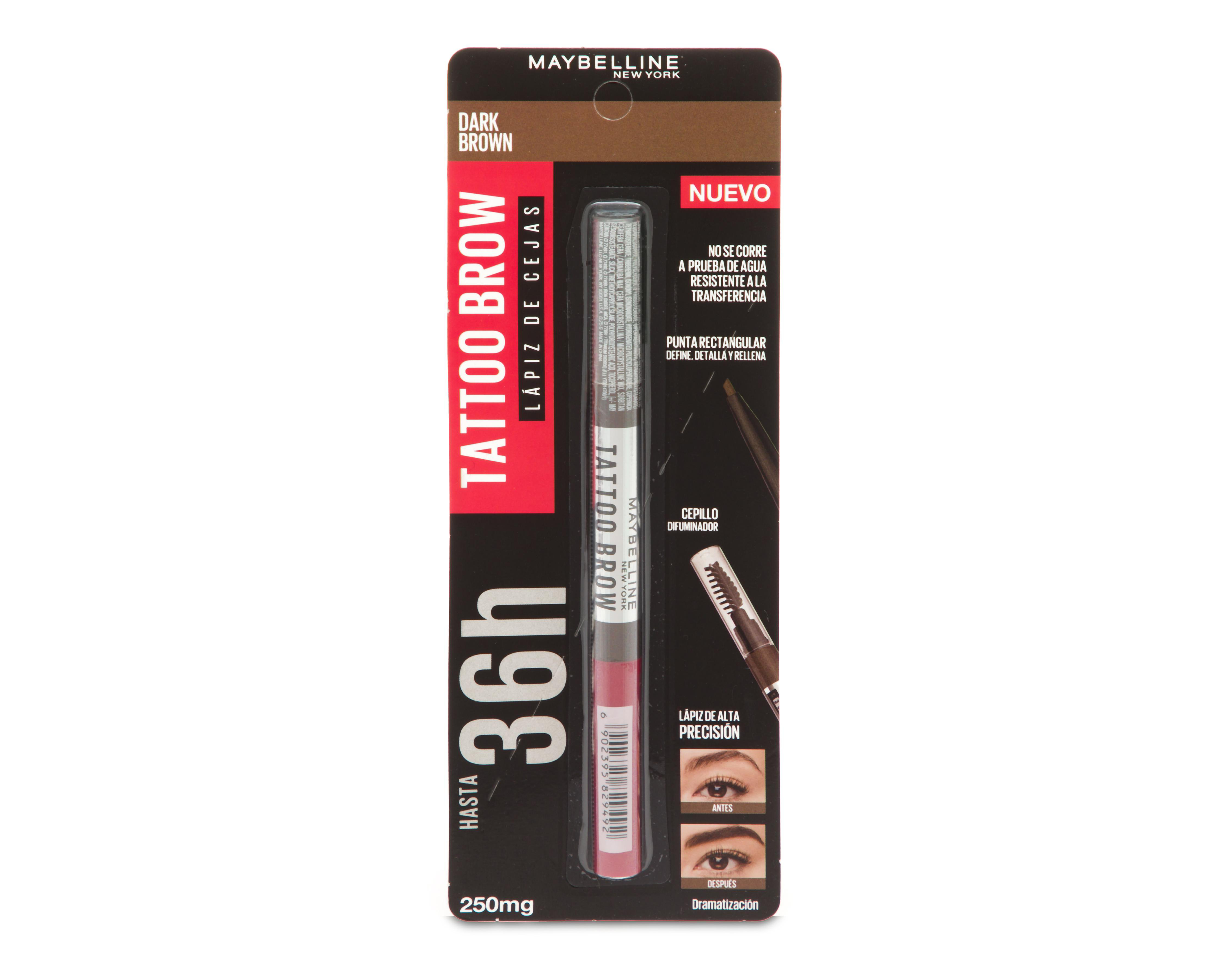 Foto 2 pulgar | Lápiz para Cejas Maybelline Tattoo Brow Dark Brown 250 mg