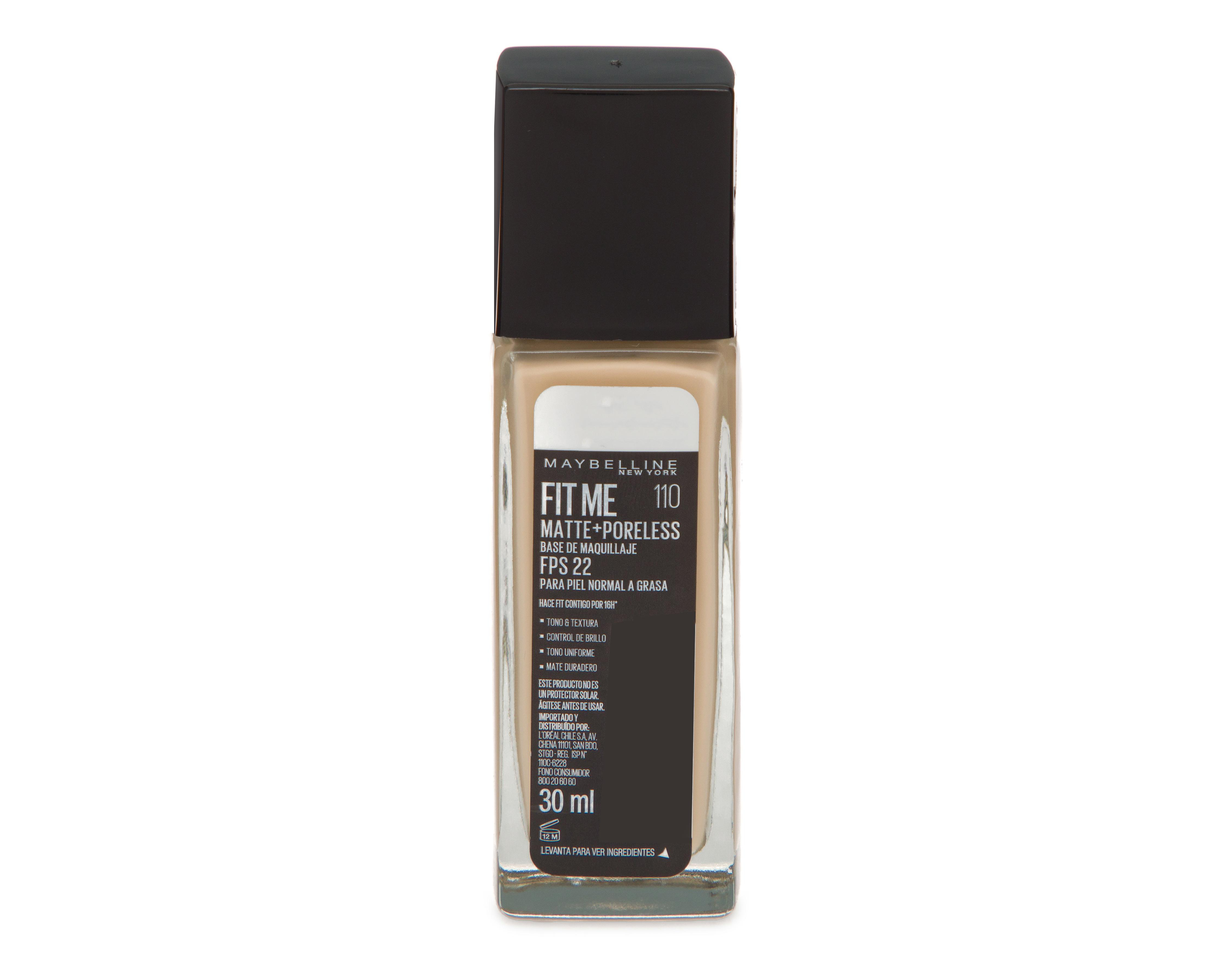 Foto 3 pulgar | Base de Maquillaje Maybelline Fit Me Matte + Poreless 110 Porcelain 30 ml