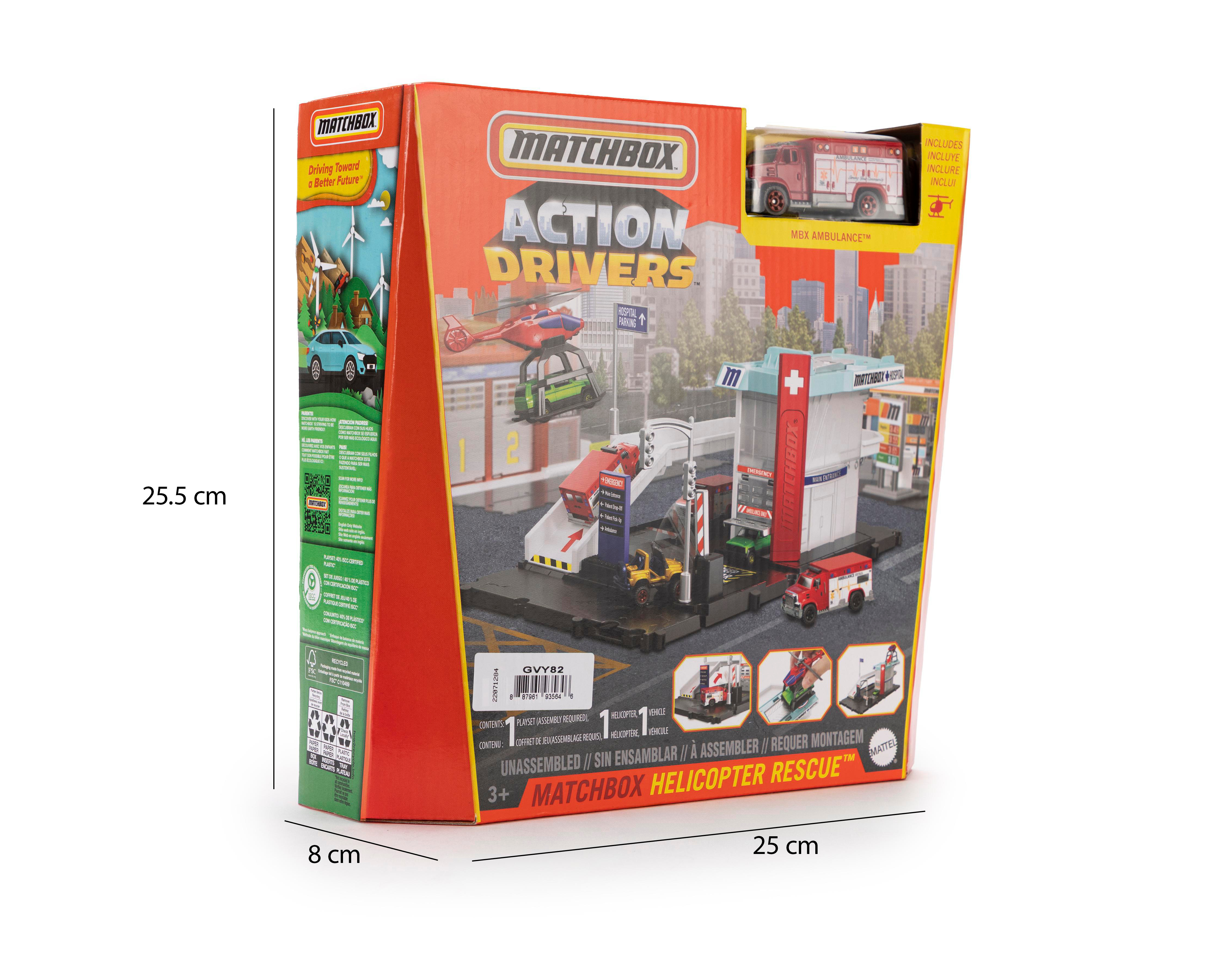 Foto 4 pulgar | Pista de Carreras Matchbox Action Drivers Helicopter Rescue
