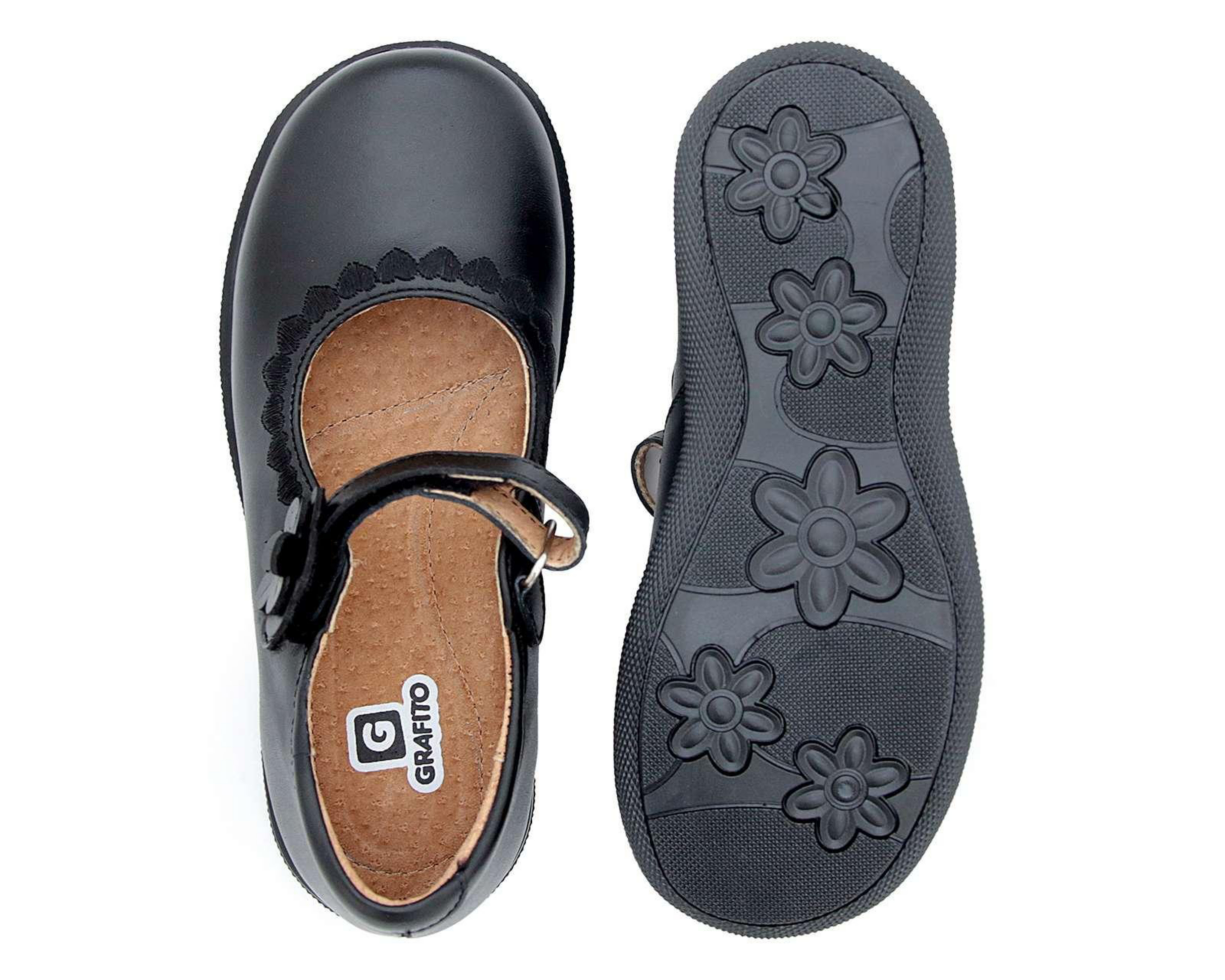 Foto 4 | Zapatos Escolores Grafito de Piel para Niña