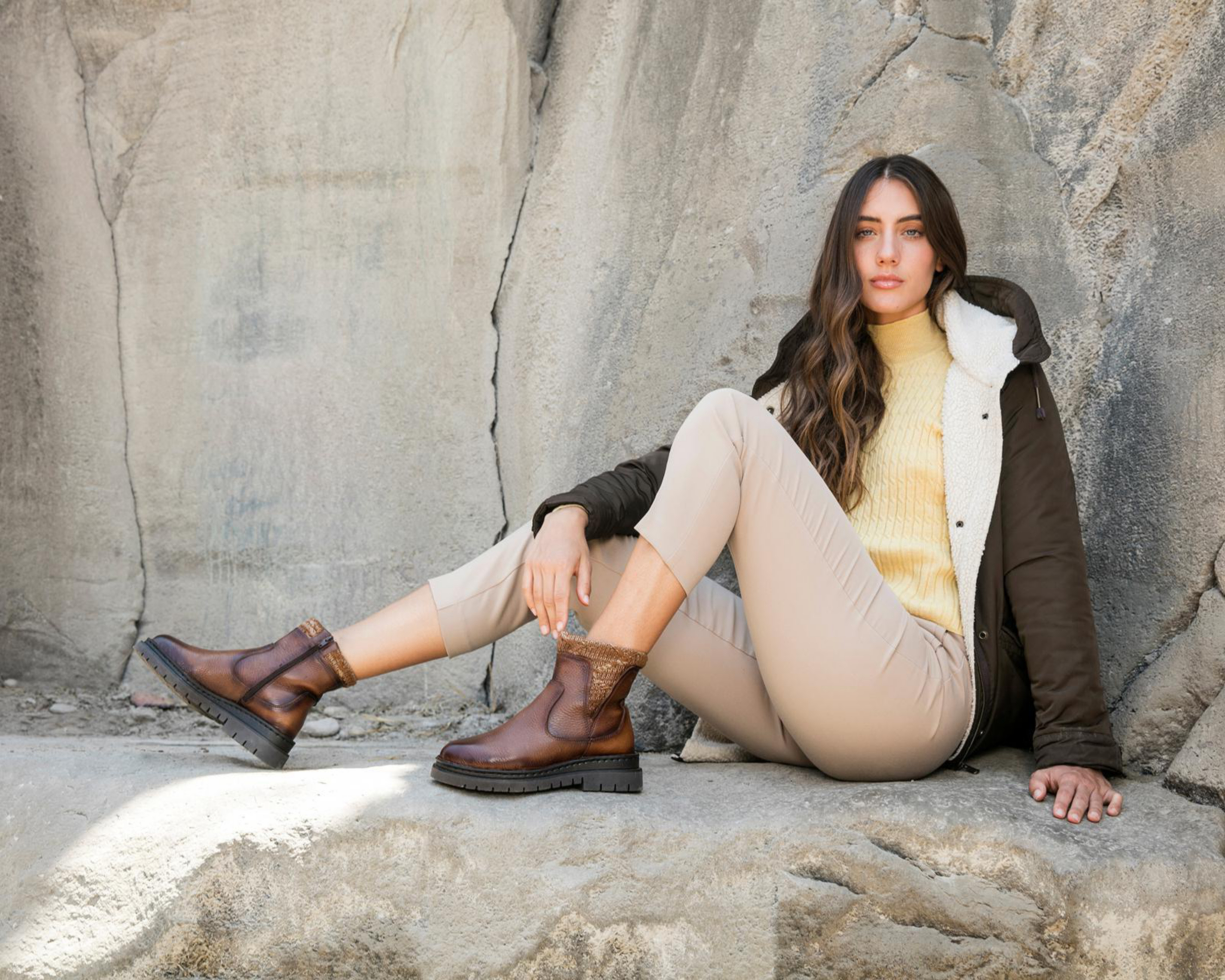 Foto 7 | Botas Confort Lobo Solo de Piel para Mujer