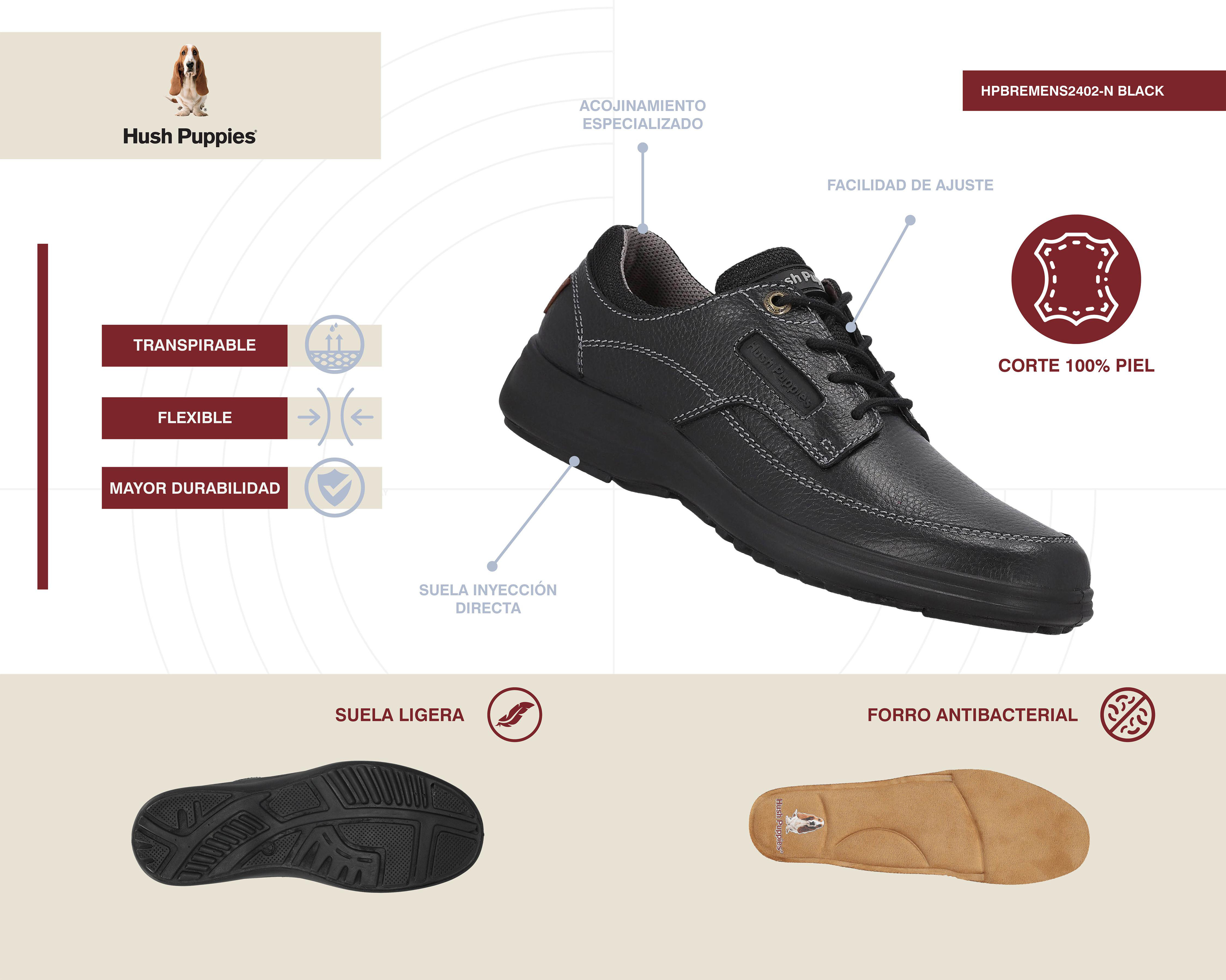 Foto 8 pulgar | Zapatos Confort Hush Puppies de Piel para Hombre