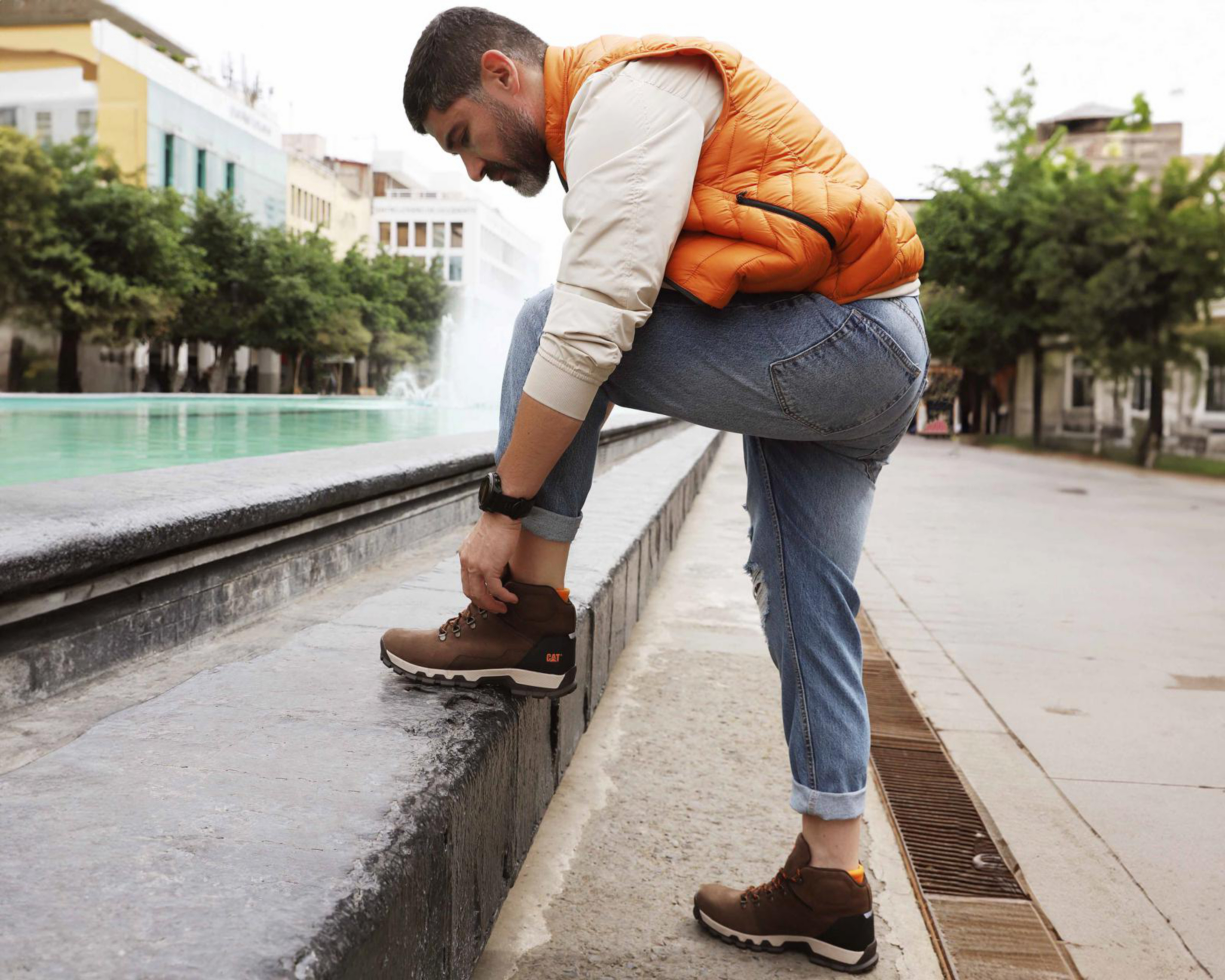 Foto 7 | Botas Casuales CAT de Piel para Hombre