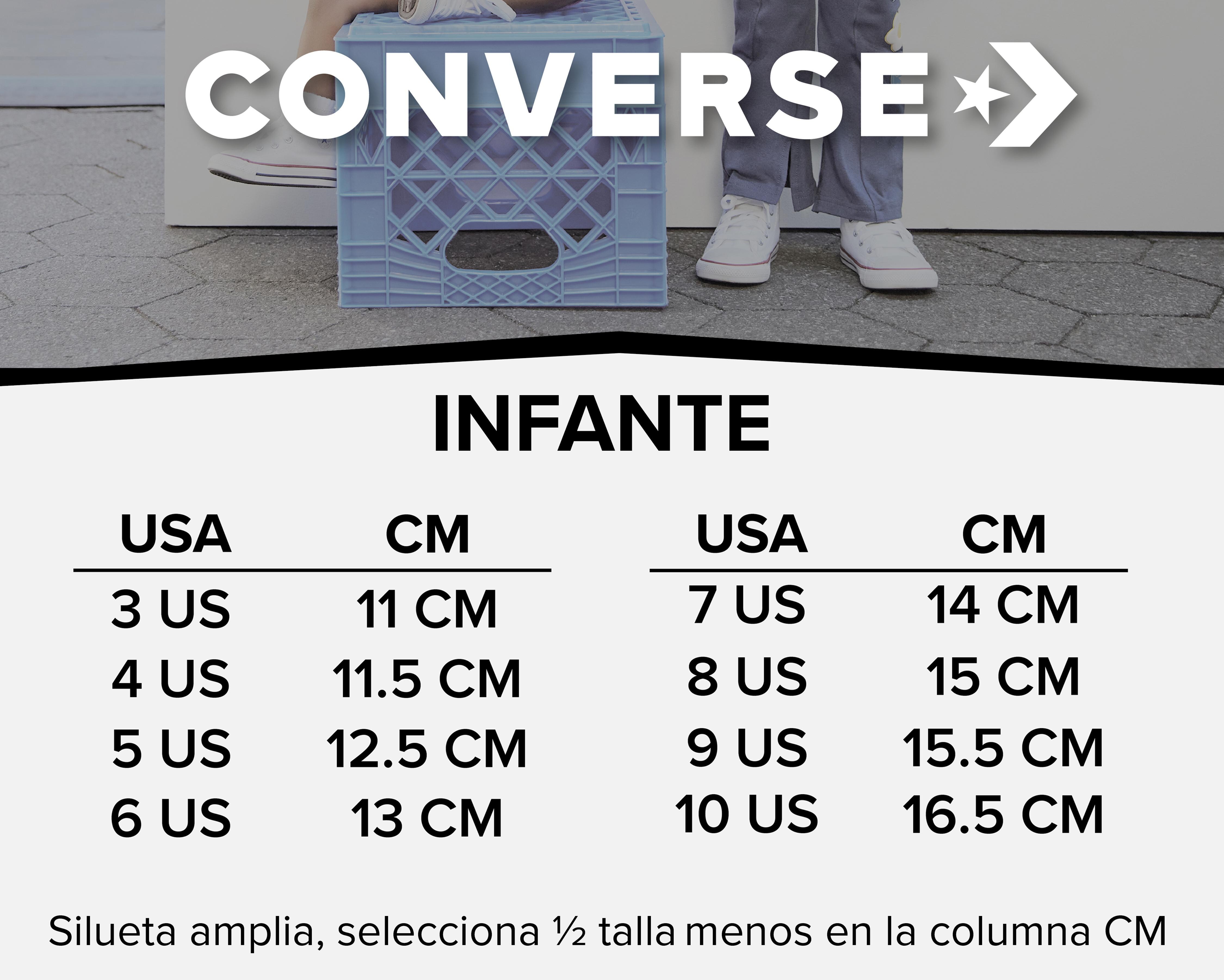 Tabla de tallas fashion converse niños