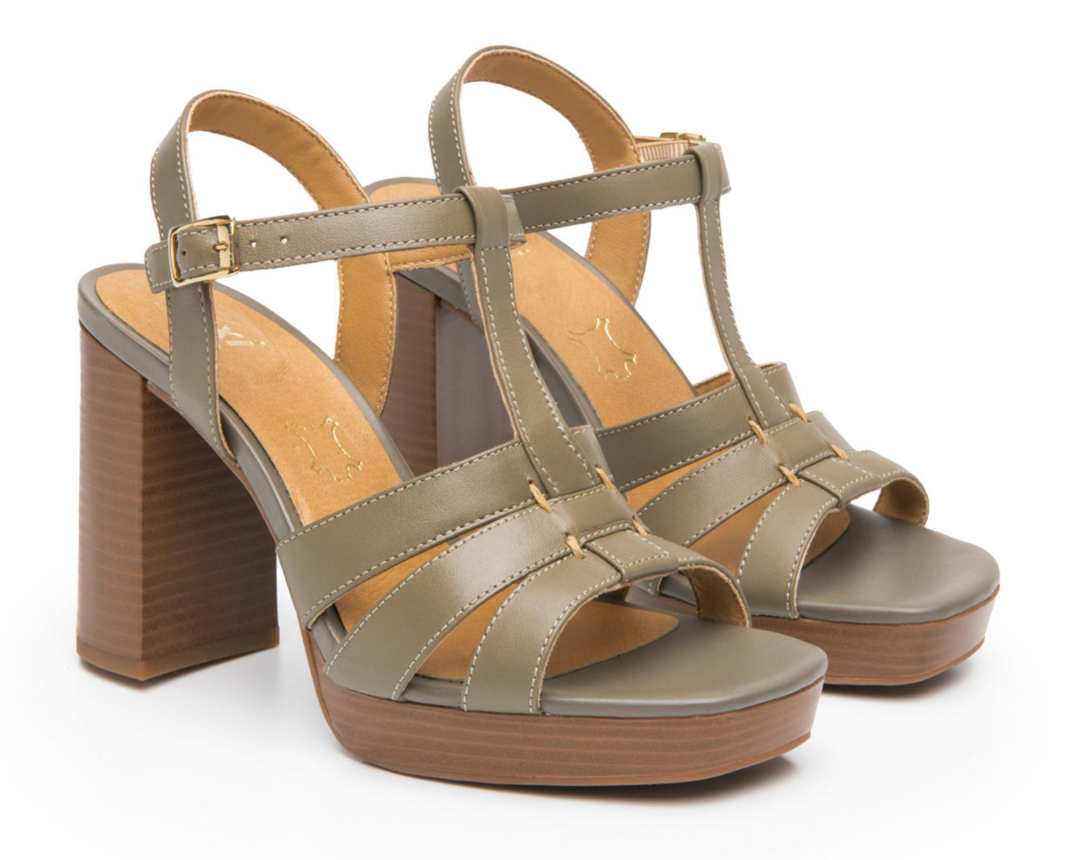 Foto 1 | Sandalias de Tacón Flexi de Piel para Mujer