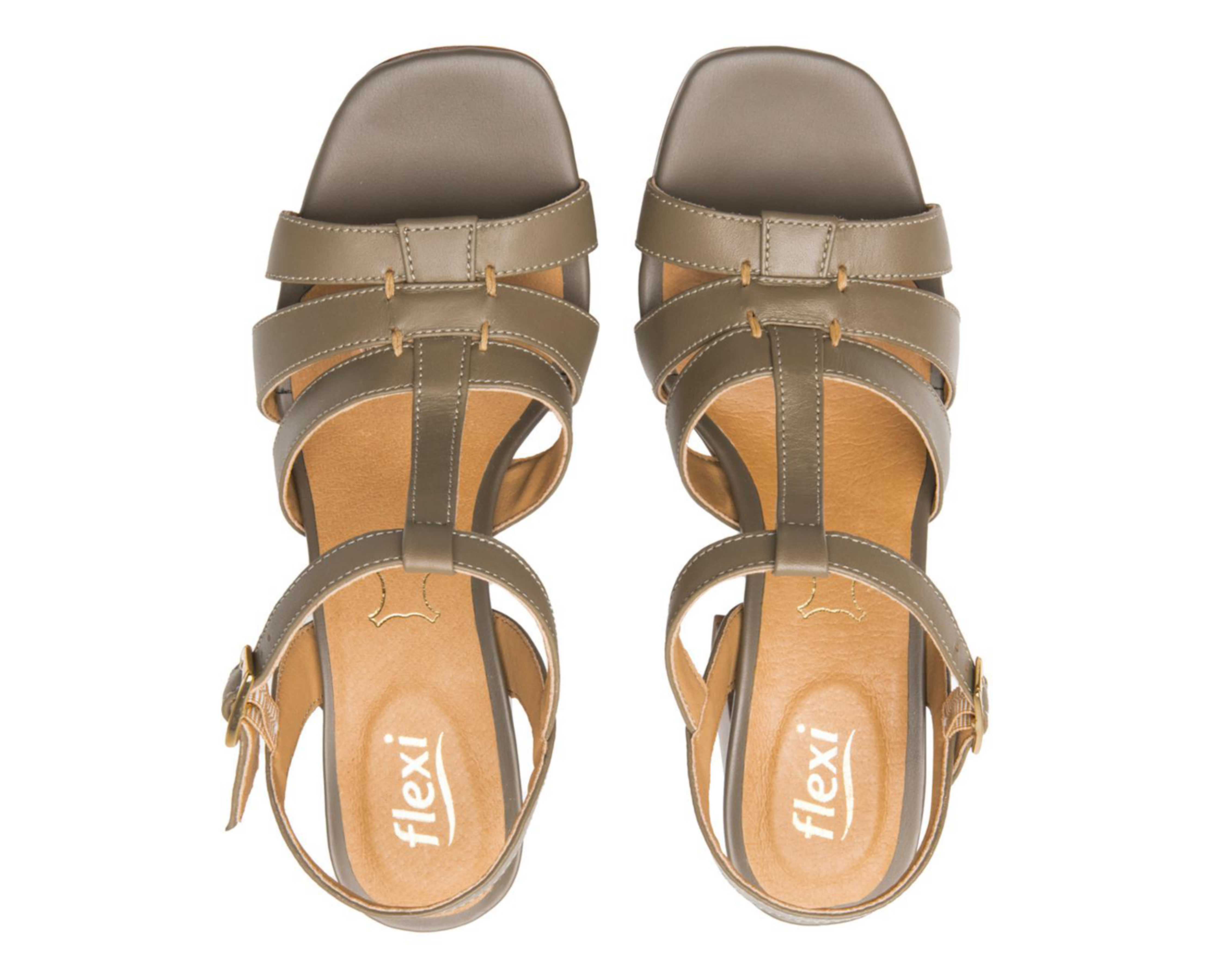 Foto 4 pulgar | Sandalias de Tacón Flexi de Piel para Mujer
