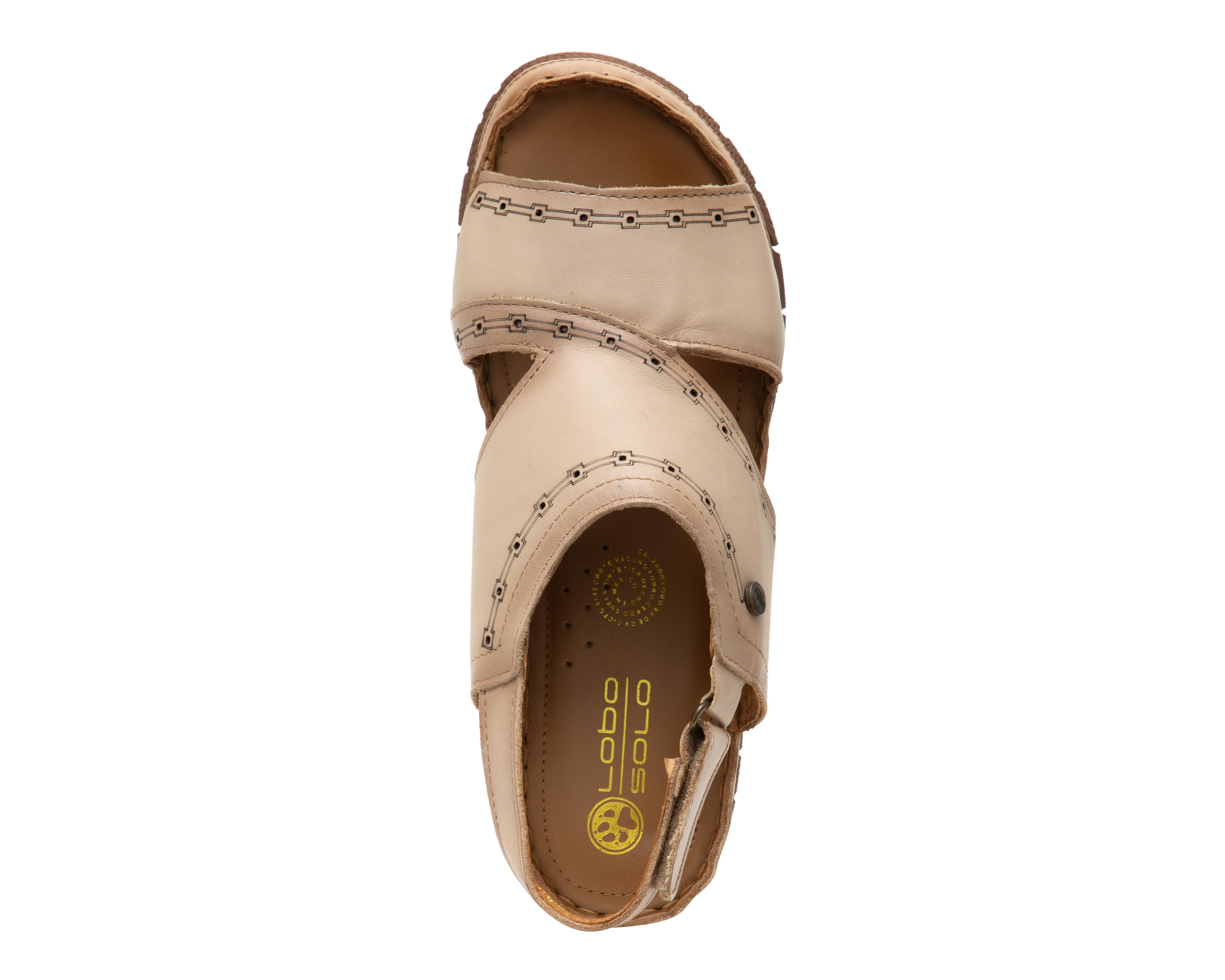 Foto 6 pulgar | Sandalias Confort Lobo Solo de Piel para Mujer