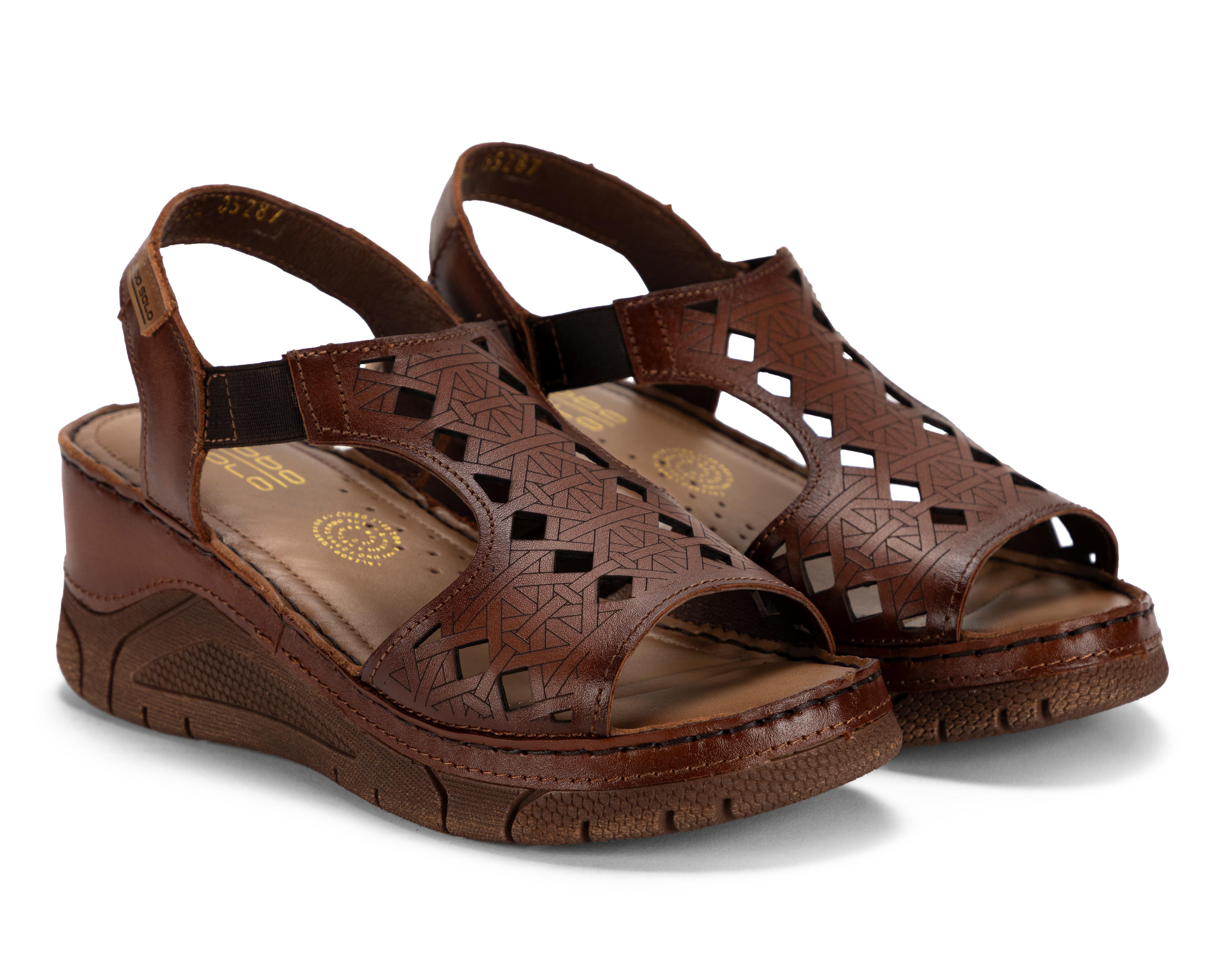 Foto 2 pulgar | Sandalias Confort Lobo Solo de Piel para Mujer