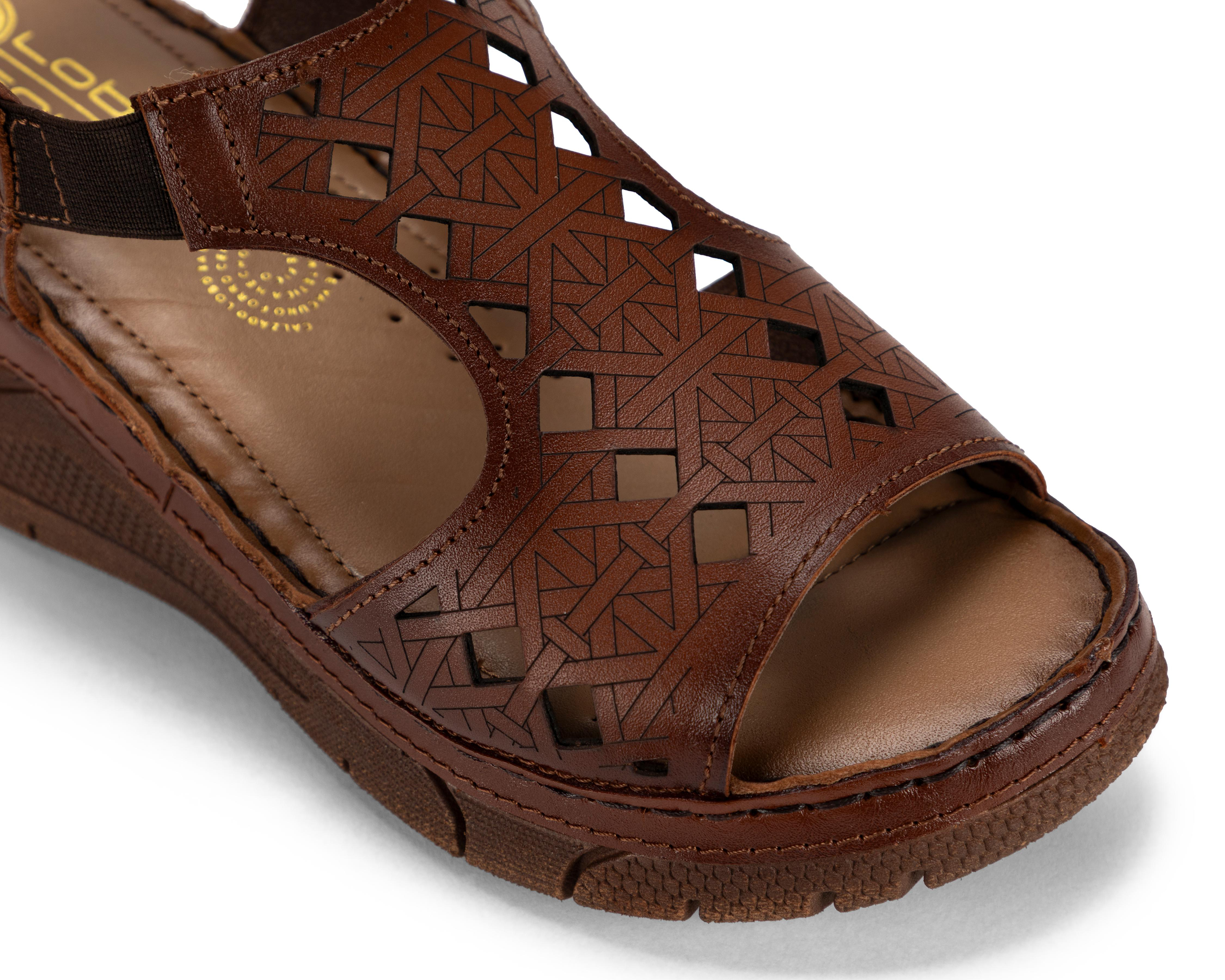 Foto 7 pulgar | Sandalias Confort Lobo Solo de Piel para Mujer
