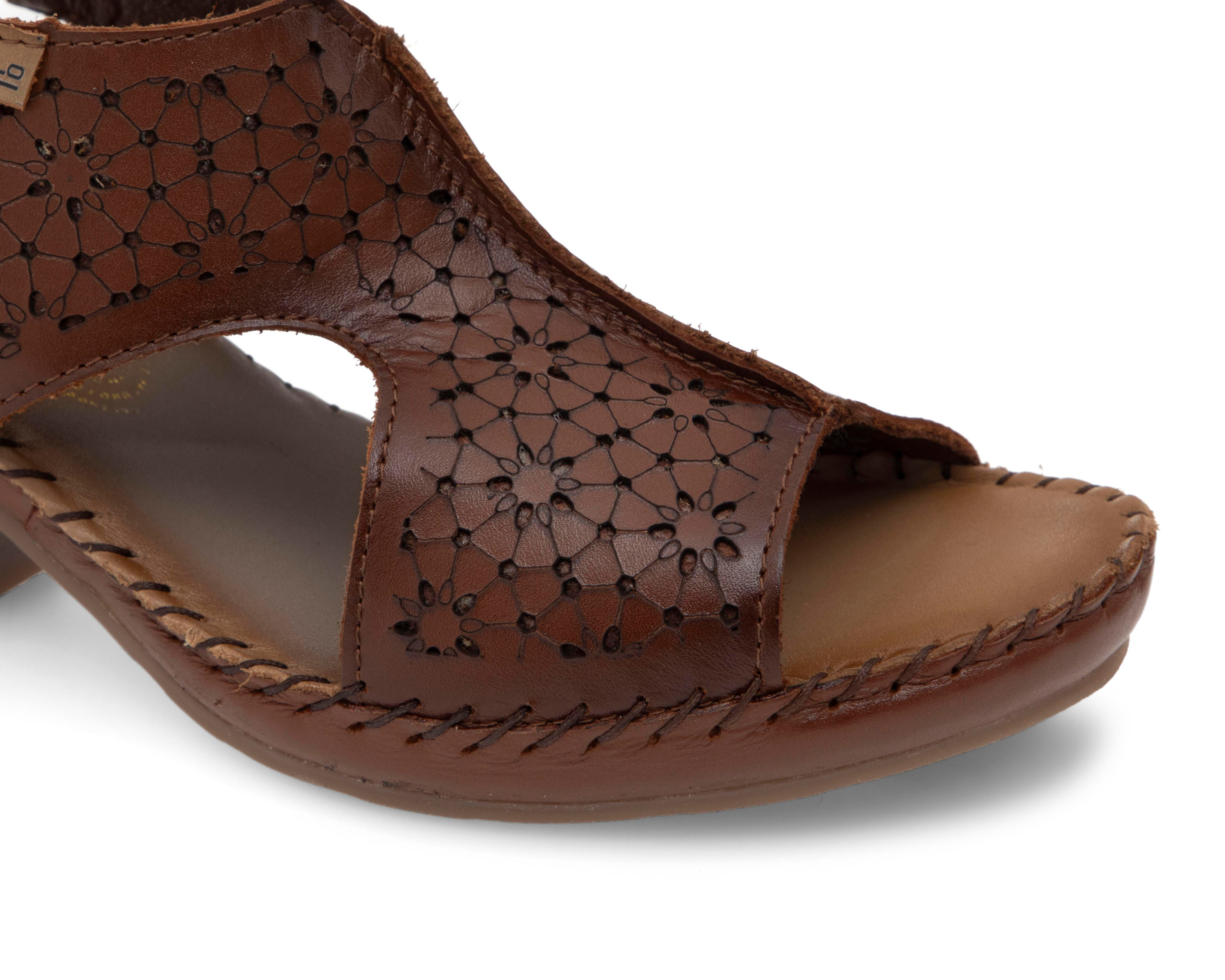 Foto 7 pulgar | Sandalias Confort Lobo Solo de Piel para Mujer