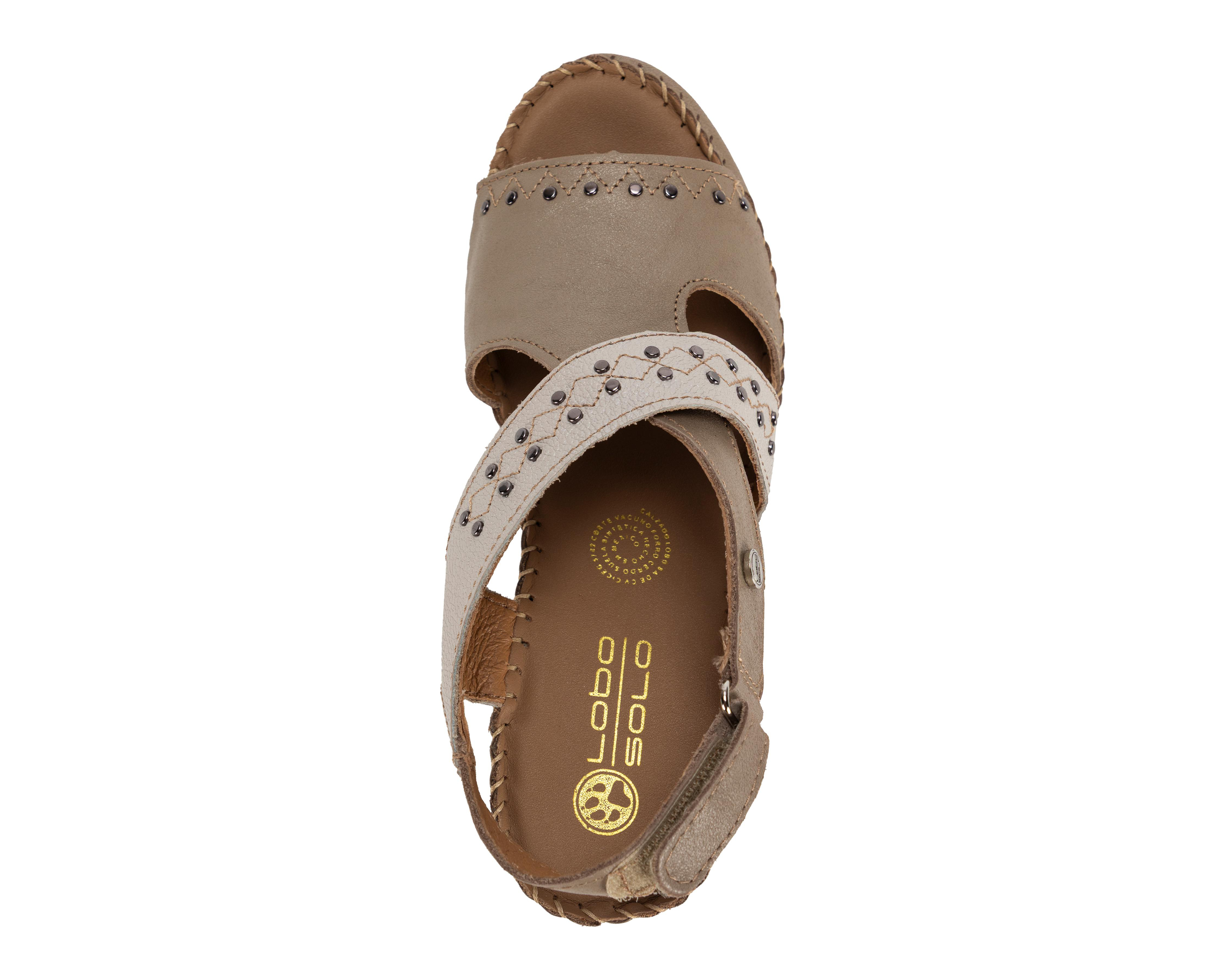 Foto 6 pulgar | Sandalias Confort Lobo Solo de Piel para Mujer