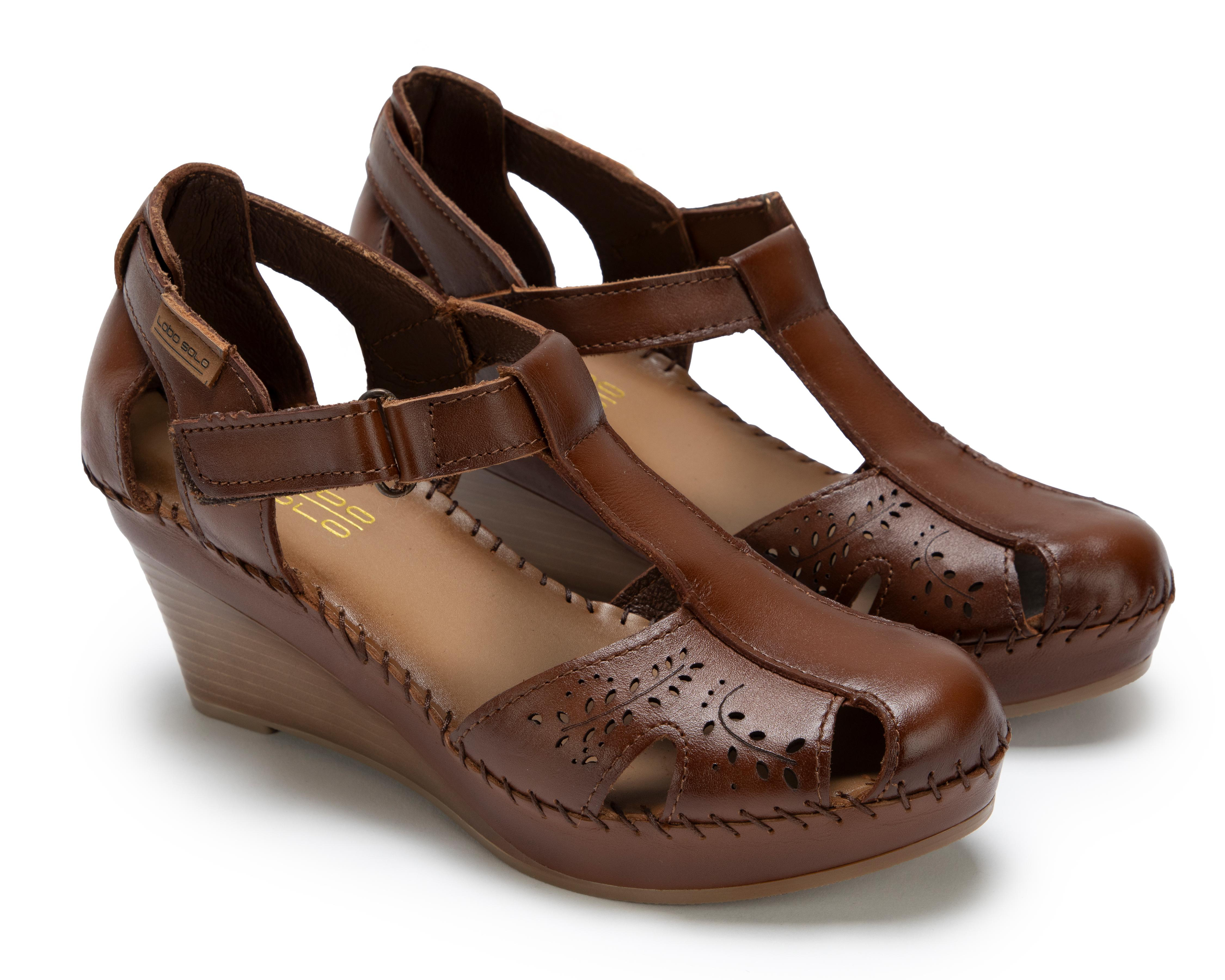 Foto 2 pulgar | Sandalias Confort Lobo Solo de Piel para Mujer
