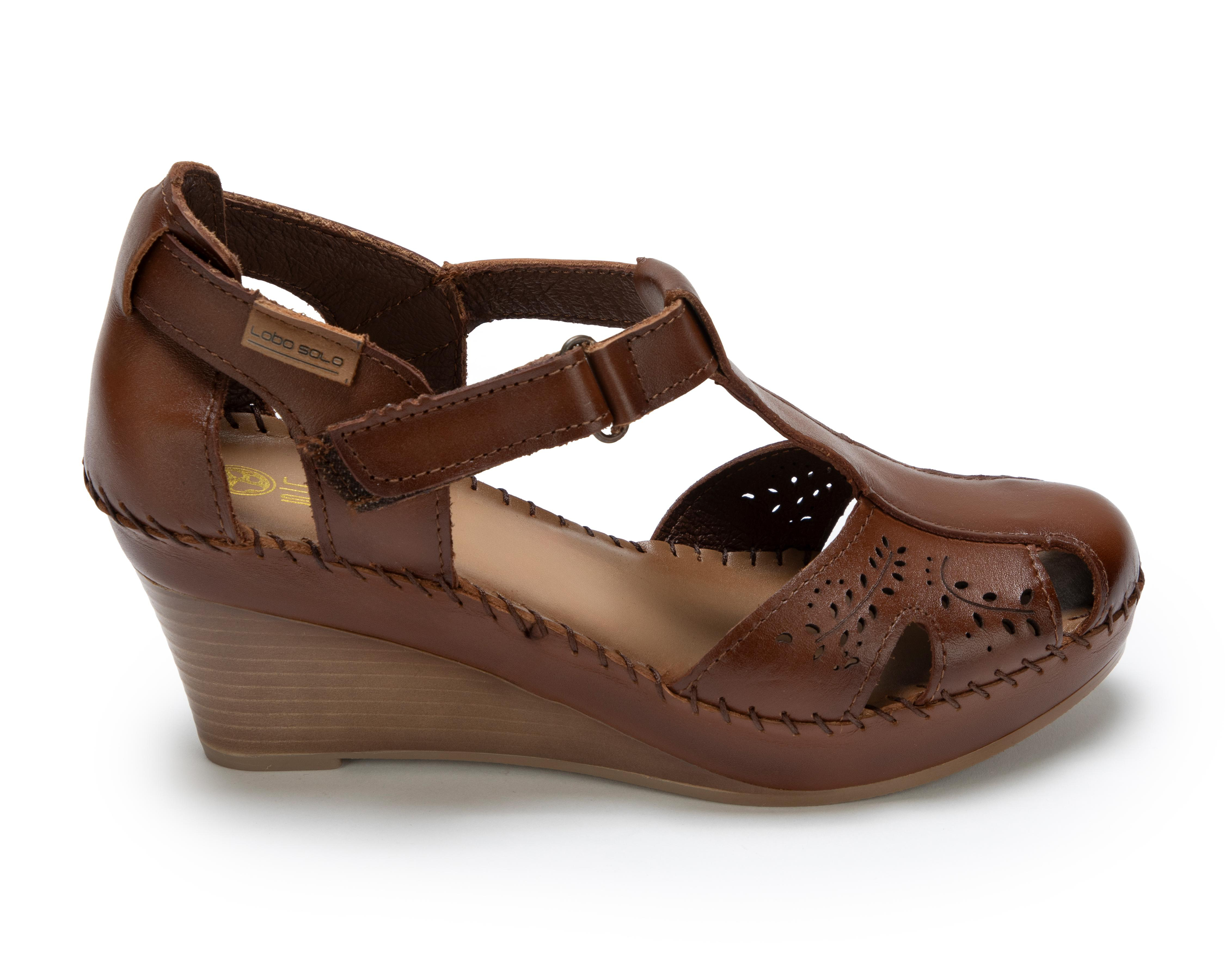 Foto 3 pulgar | Sandalias Confort Lobo Solo de Piel para Mujer