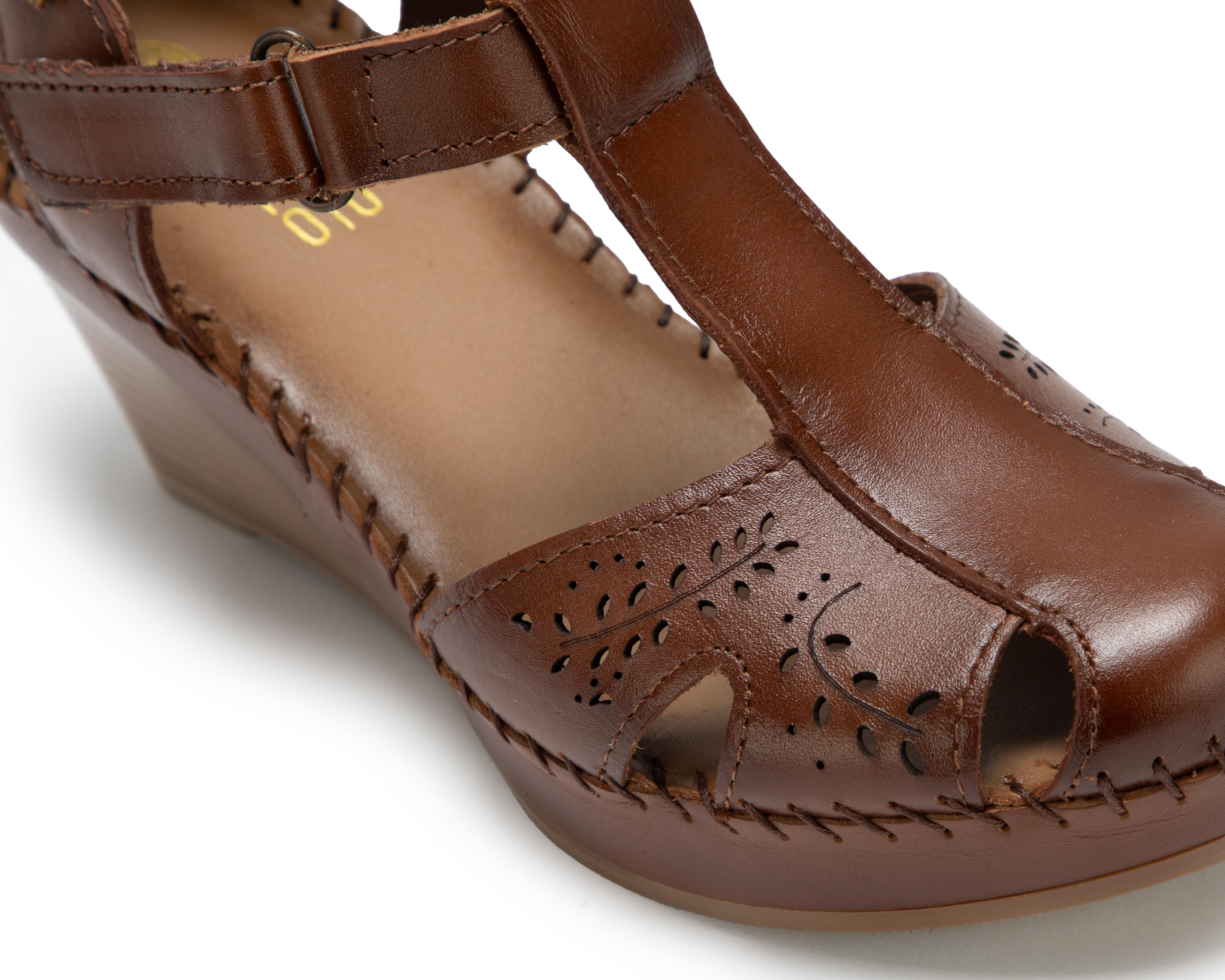 Foto 7 pulgar | Sandalias Confort Lobo Solo de Piel para Mujer