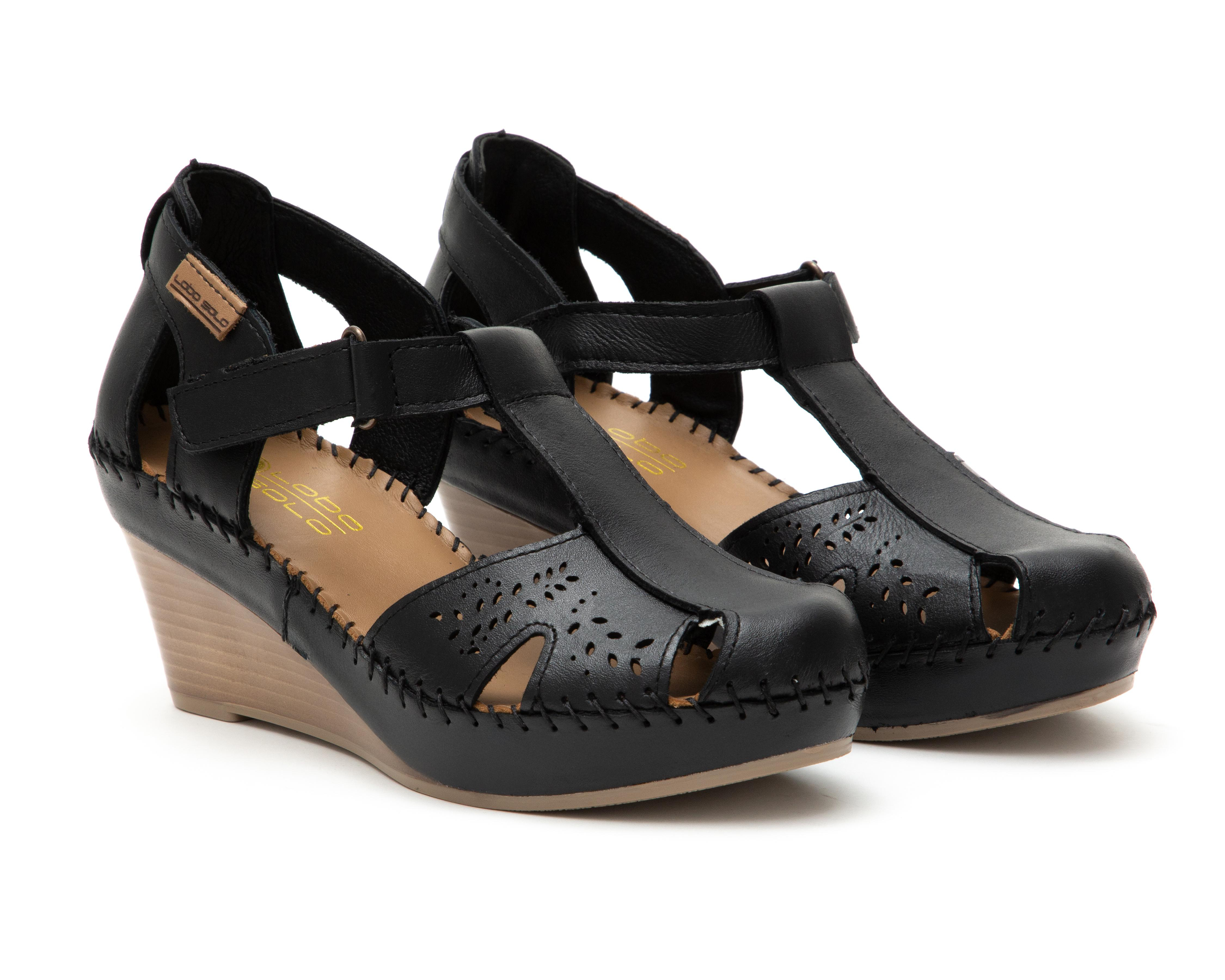 Foto 2 pulgar | Sandalias Confort Lobo Solo de Piel para Mujer