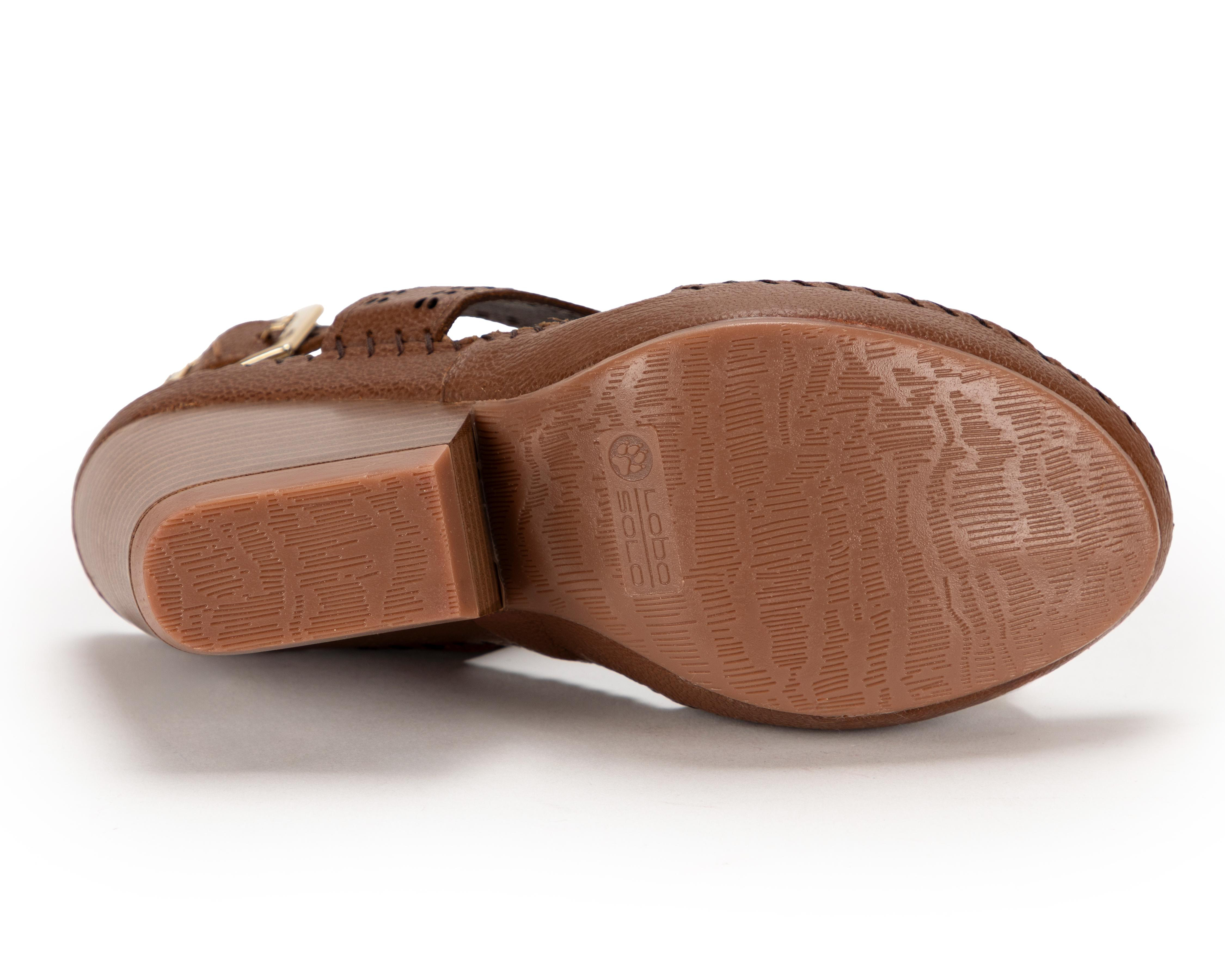 Foto 5 pulgar | Sandalias Confort Lobo Solo de Piel para Mujer