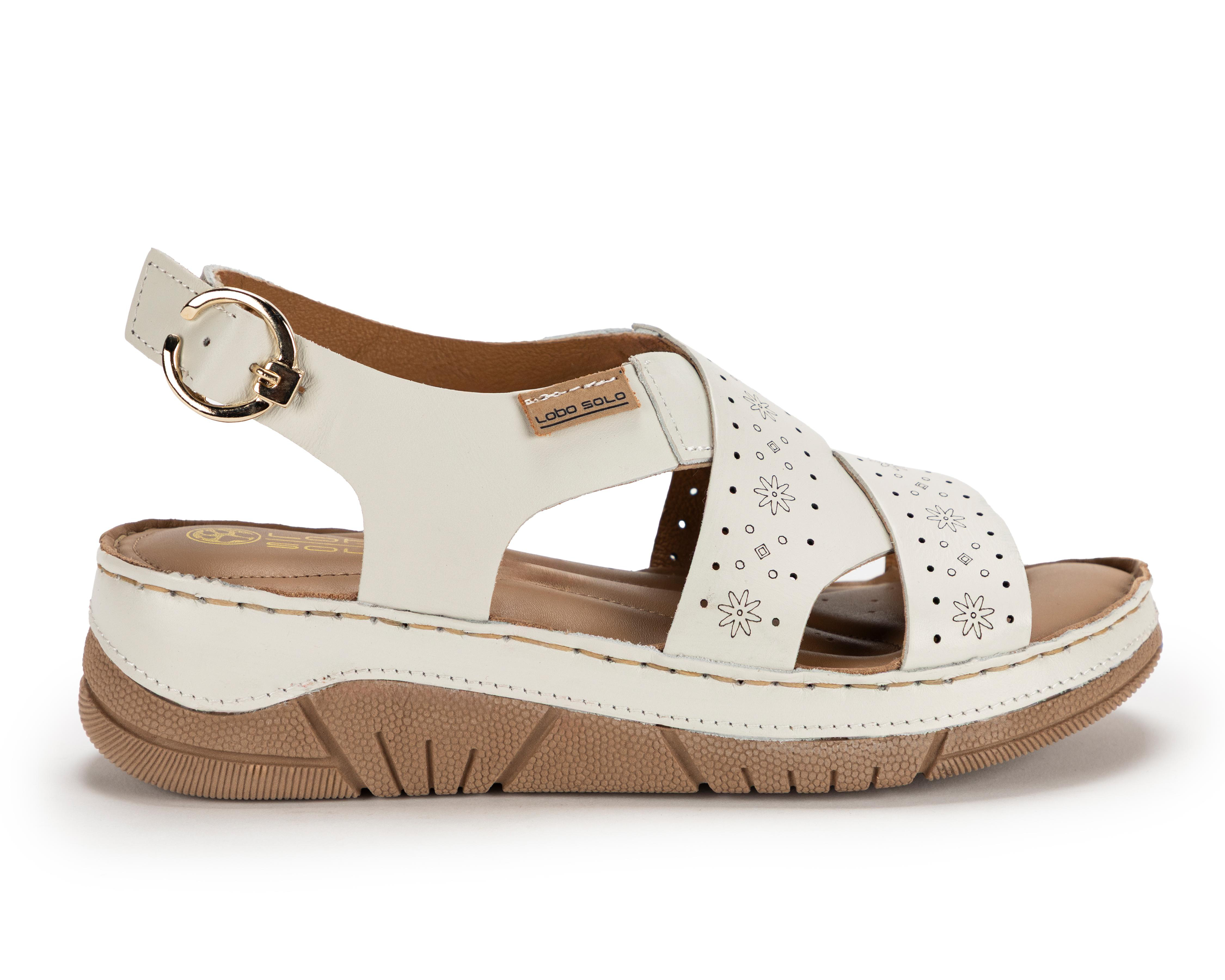 Foto 3 pulgar | Sandalias Confort Lobo Solo de Piel para Mujer