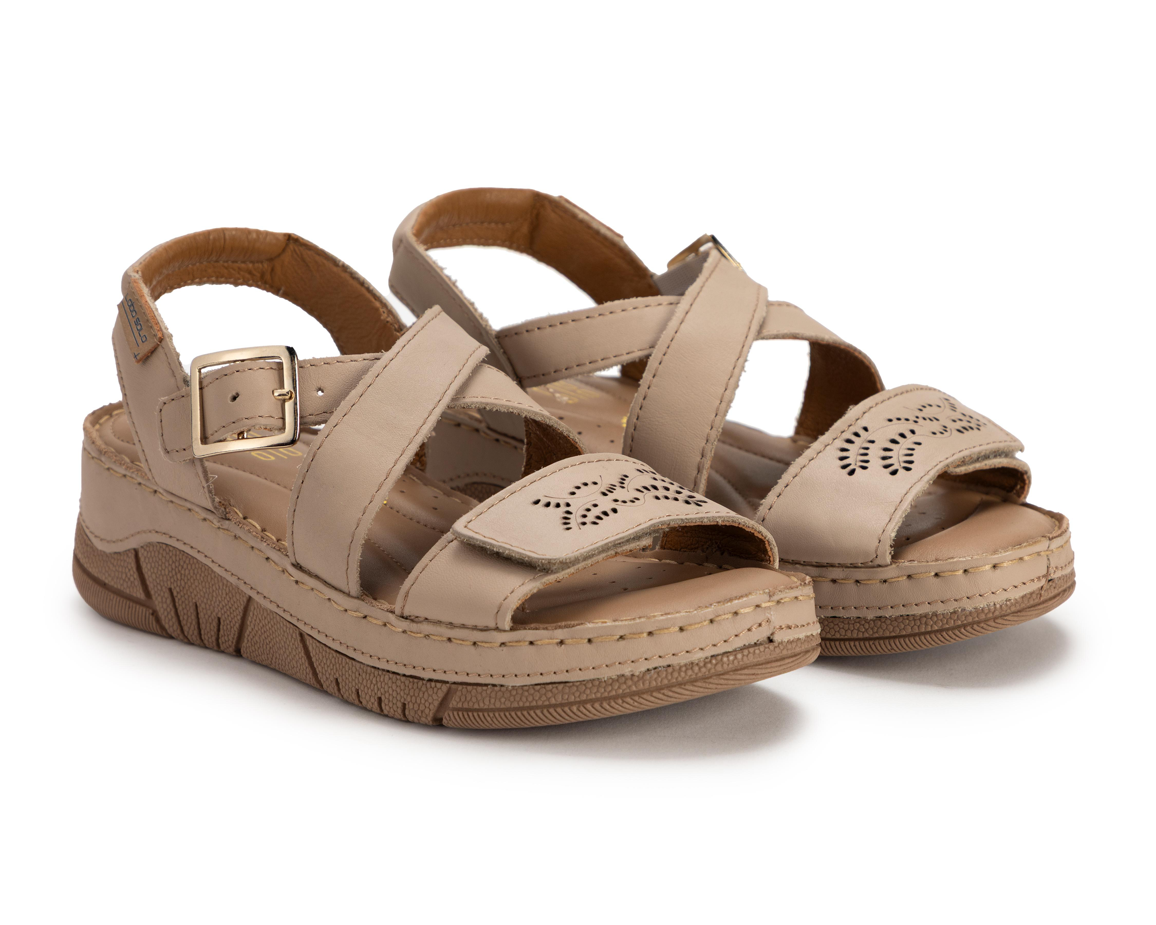 Foto 2 pulgar | Sandalias Confort Lobo Solo de Piel para Mujer
