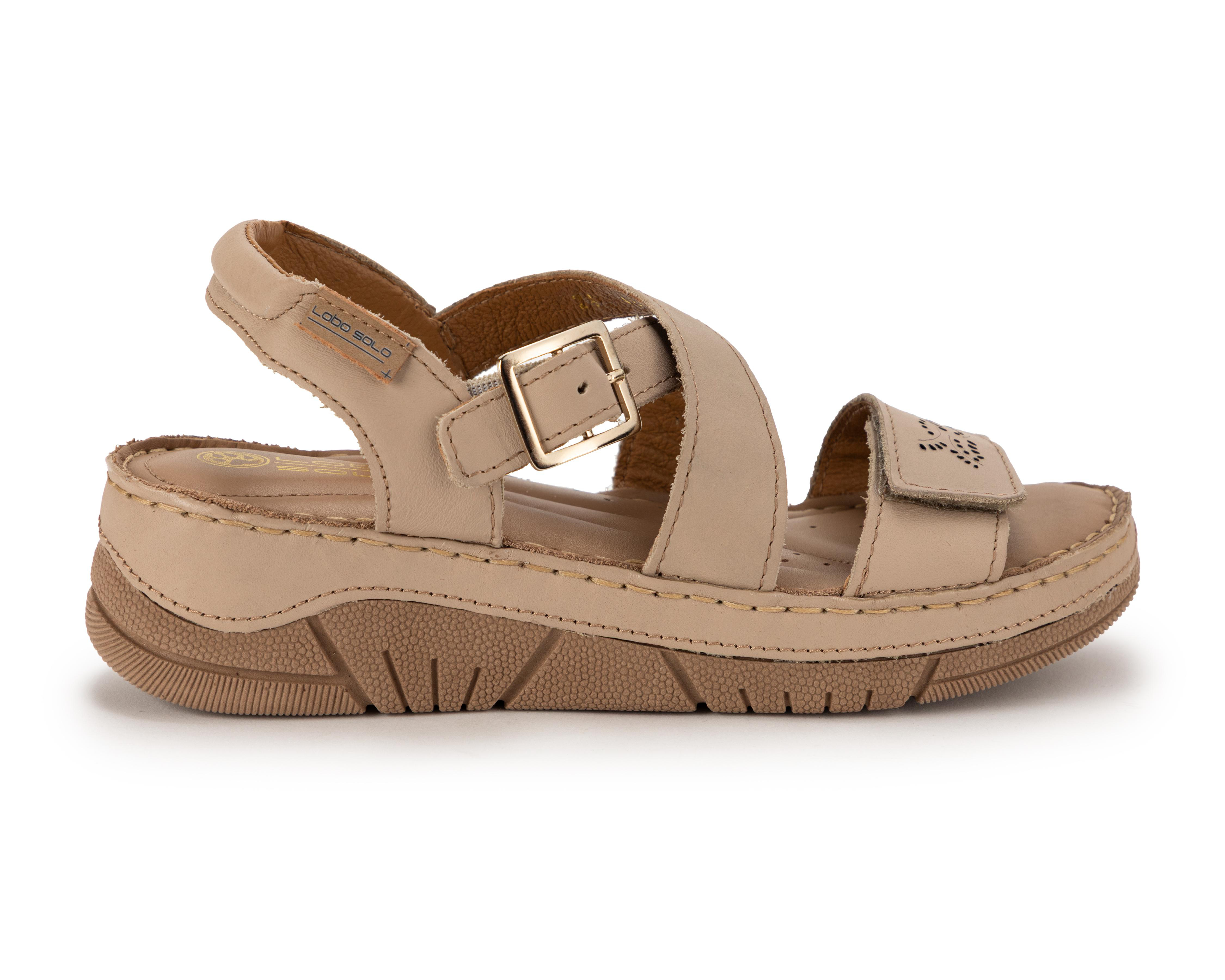 Foto 3 pulgar | Sandalias Confort Lobo Solo de Piel para Mujer