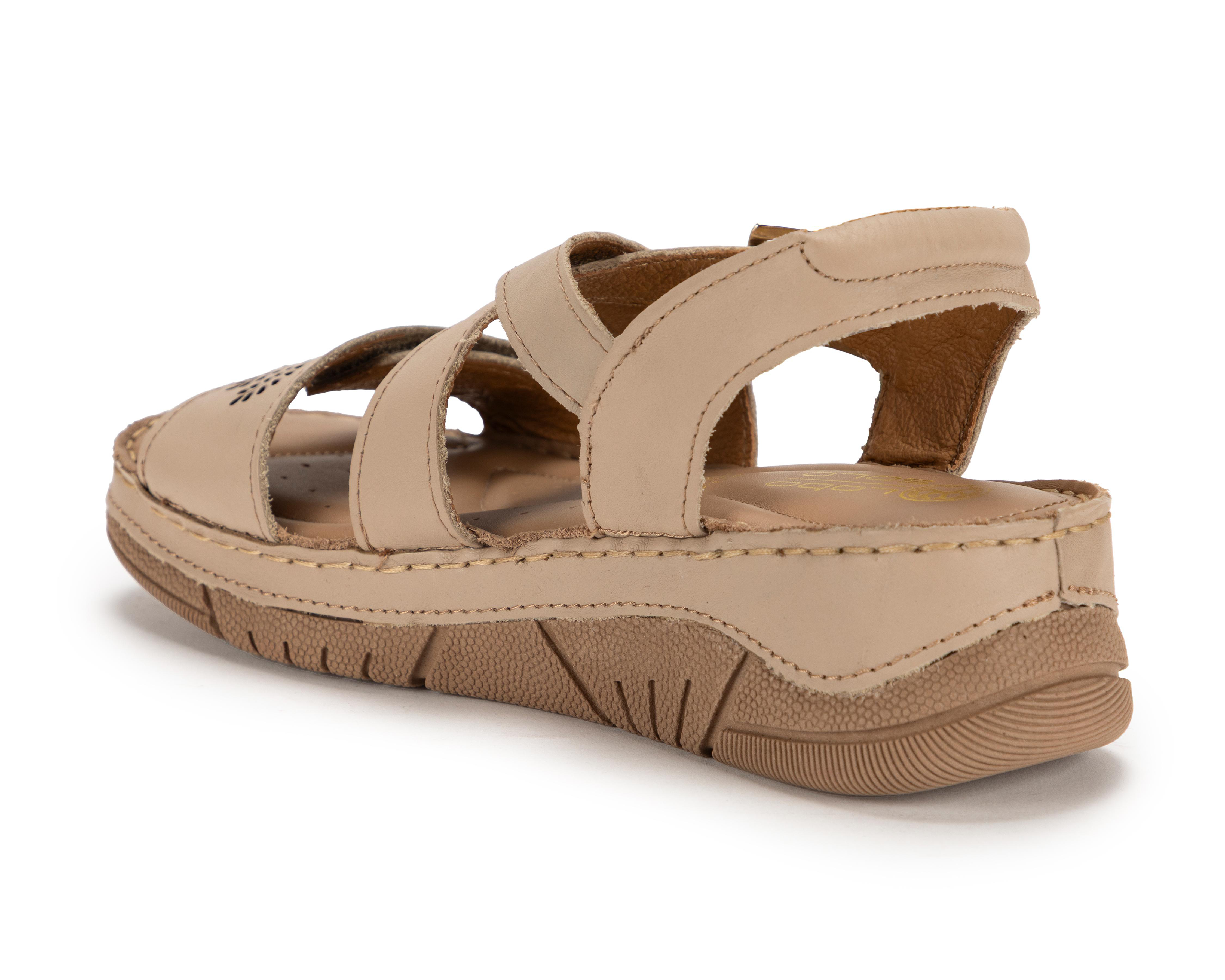 Foto 4 pulgar | Sandalias Confort Lobo Solo de Piel para Mujer