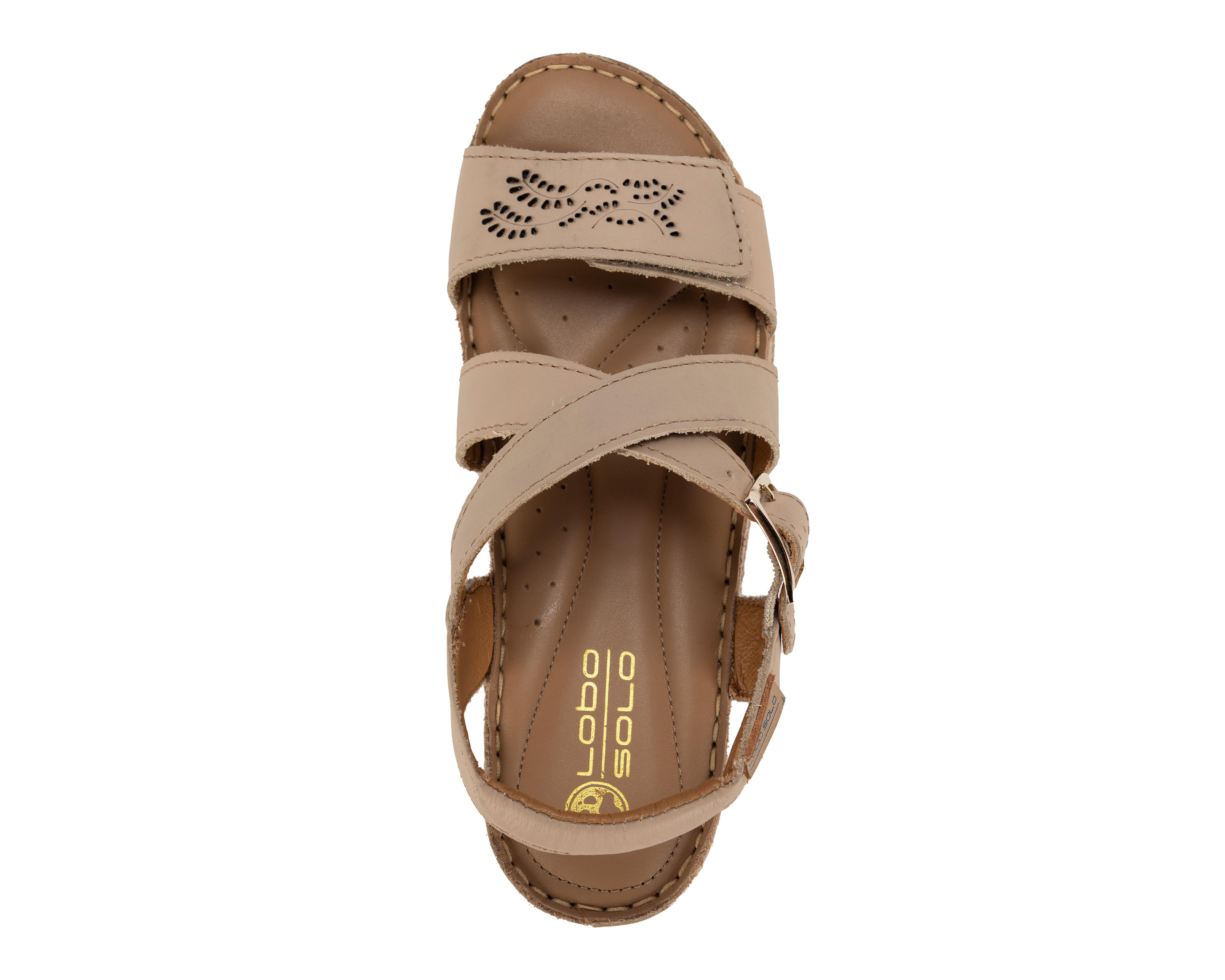 Foto 6 pulgar | Sandalias Confort Lobo Solo de Piel para Mujer