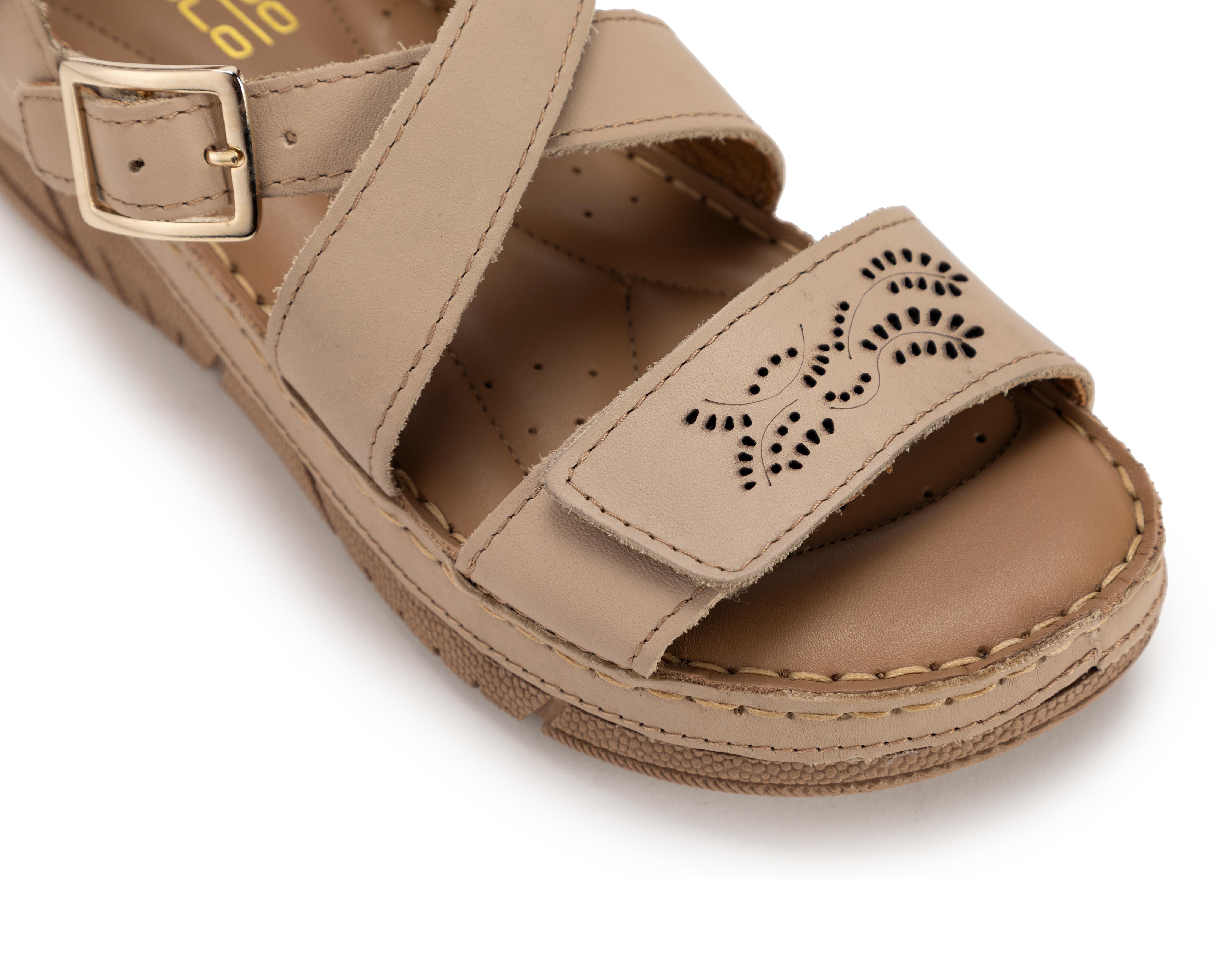 Foto 7 pulgar | Sandalias Confort Lobo Solo de Piel para Mujer