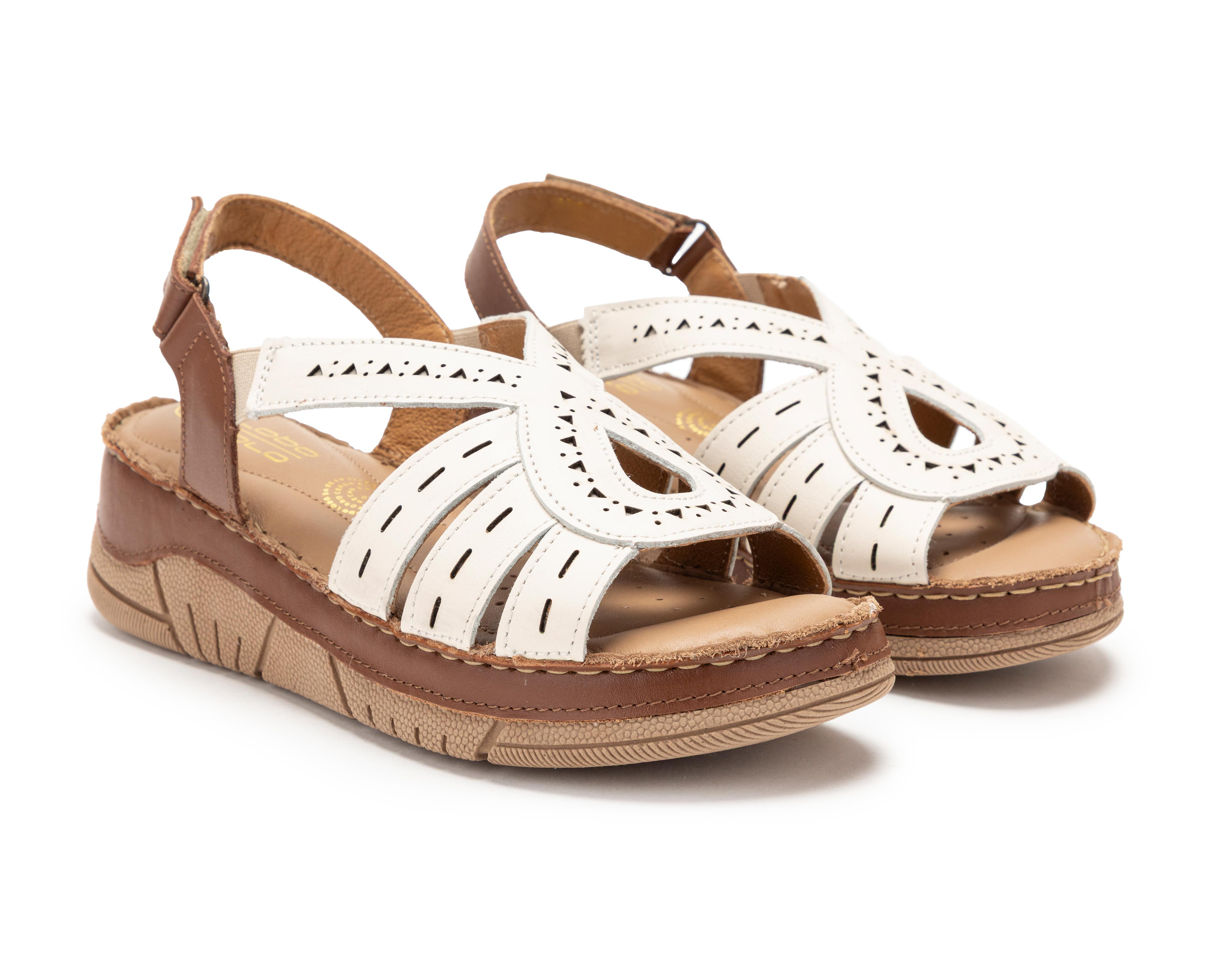 Sandalias Confort Lobo Solo de Piel para Mujer
