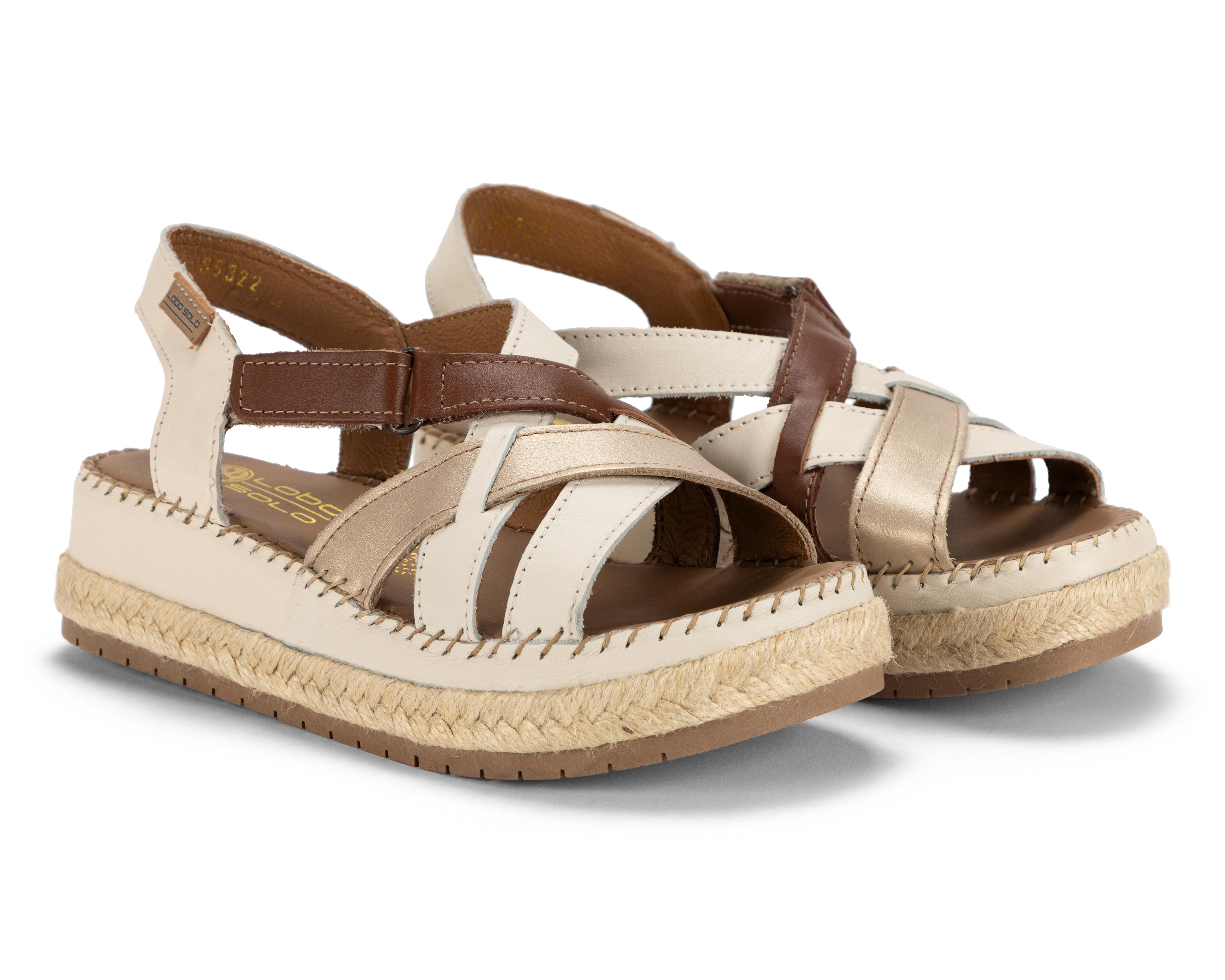Foto 2 pulgar | Sandalias Confort Lobo Solo de Piel para Mujer