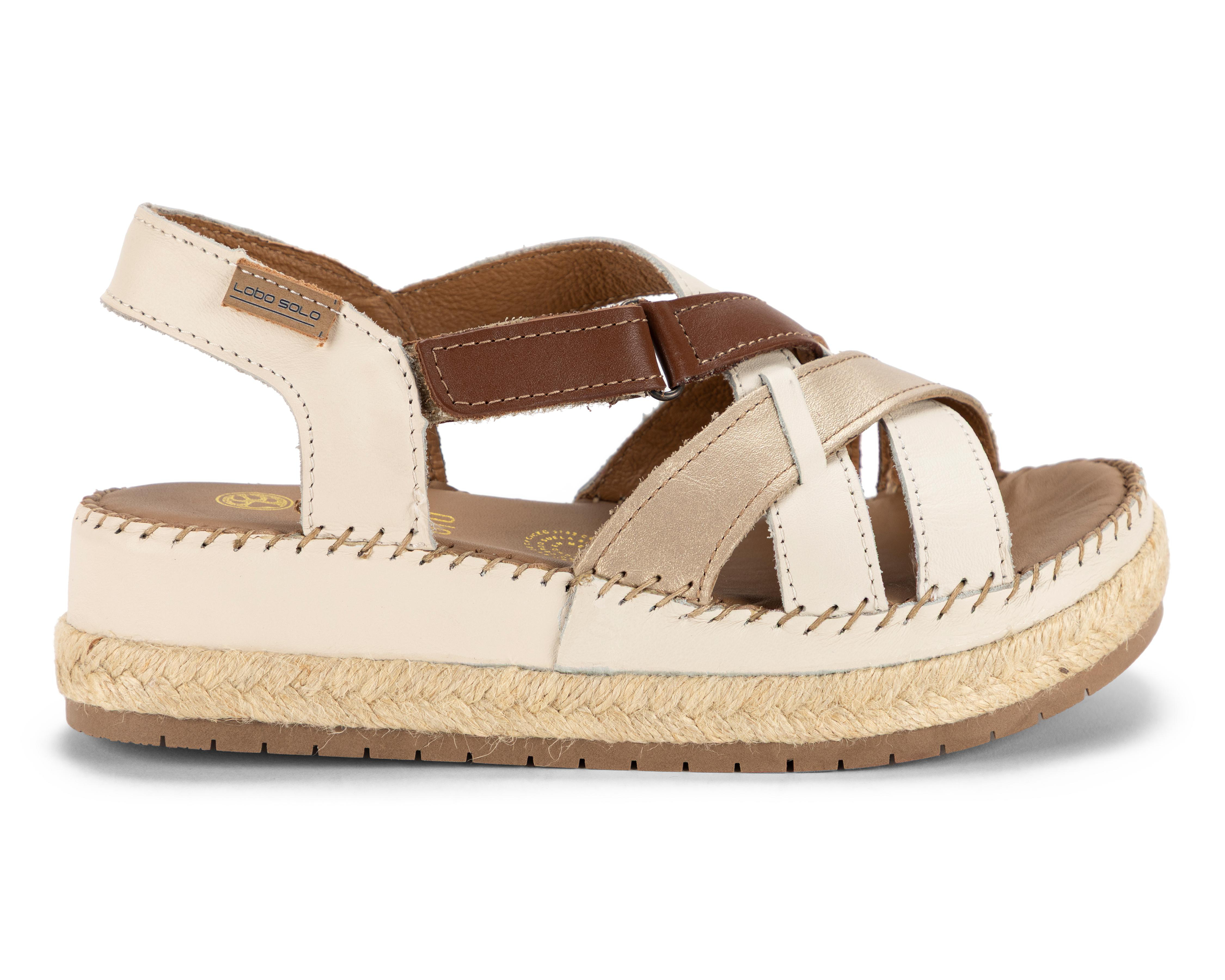 Foto 3 pulgar | Sandalias Confort Lobo Solo de Piel para Mujer