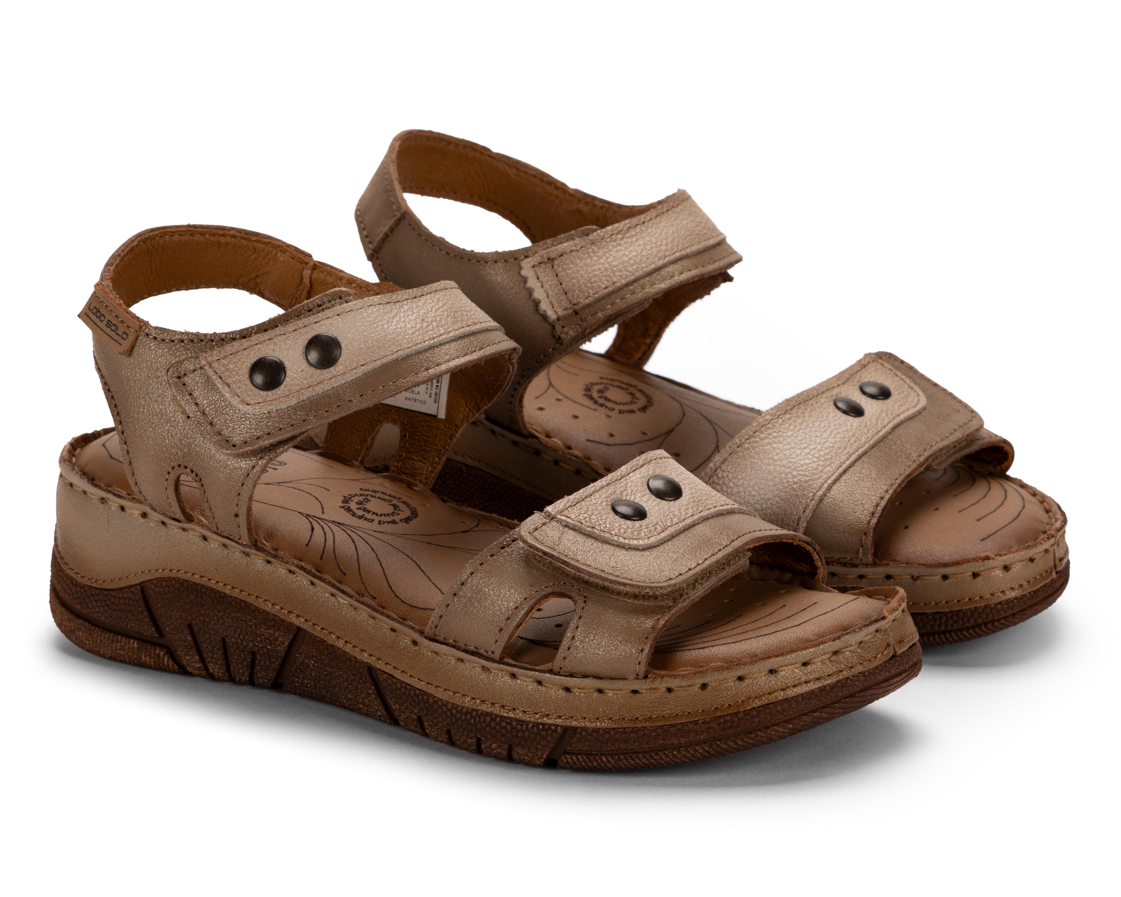 Sandalias Confort Lobo Solo de Piel para Mujer