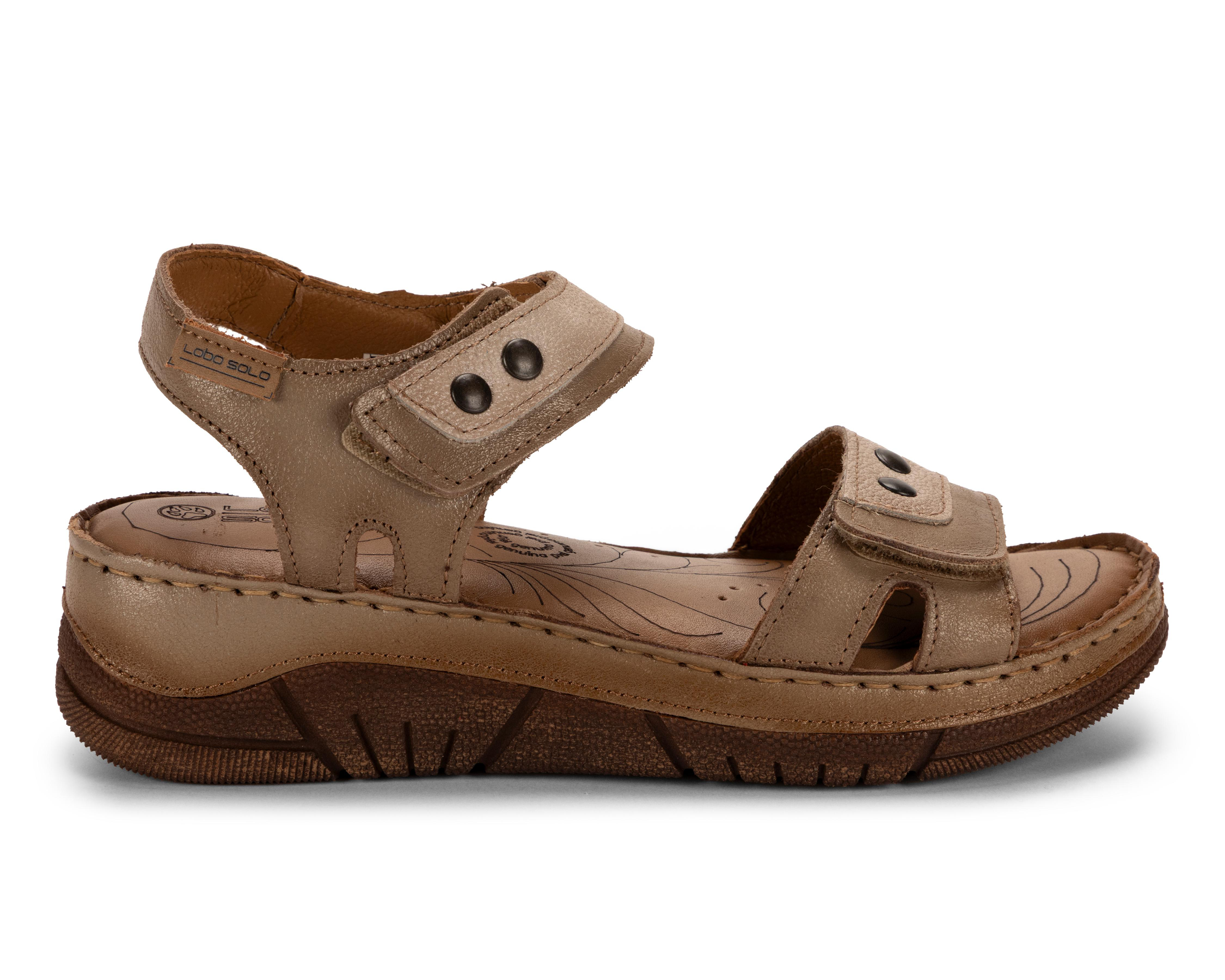 Foto 3 pulgar | Sandalias Confort Lobo Solo de Piel para Mujer