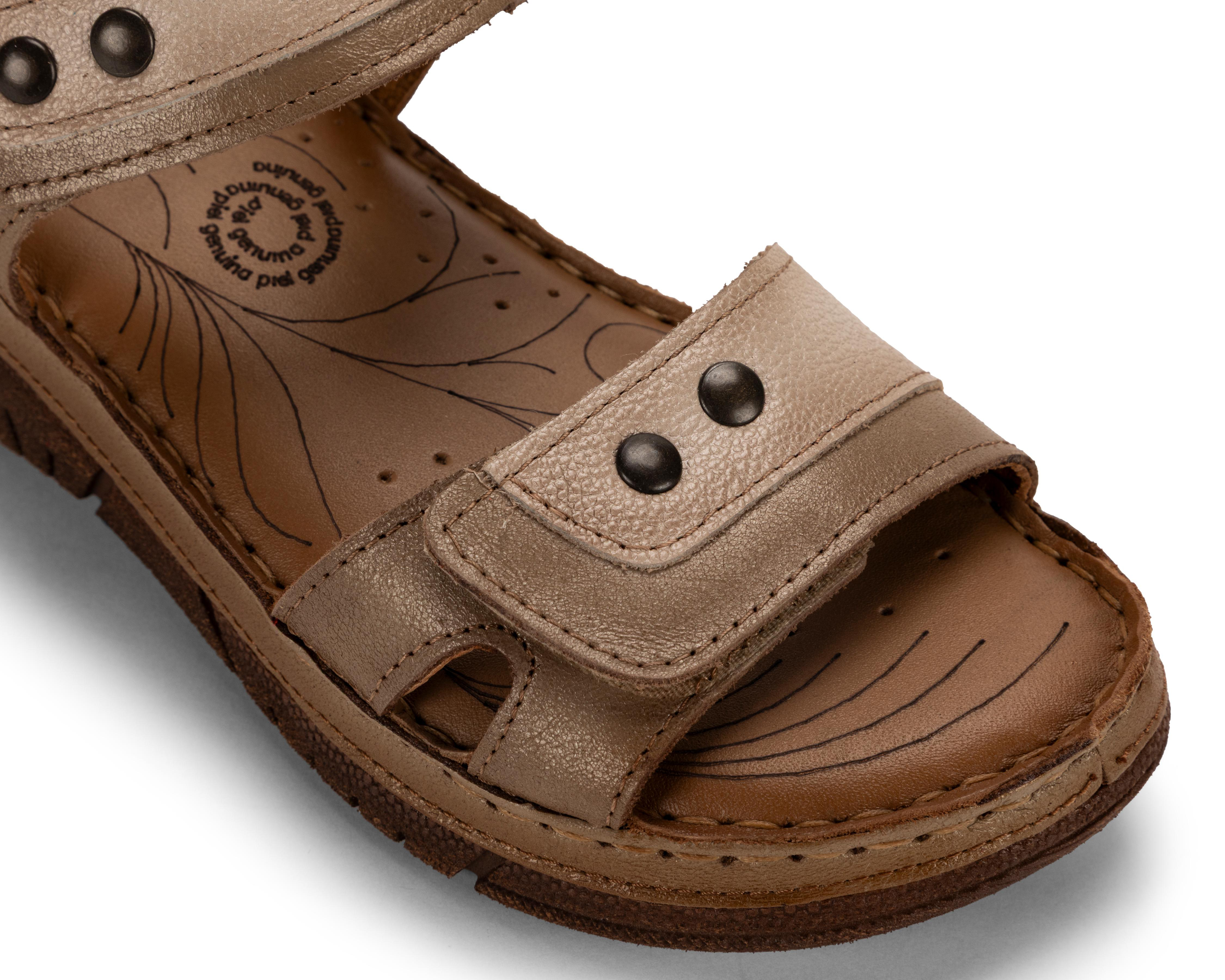 Foto 7 pulgar | Sandalias Confort Lobo Solo de Piel para Mujer