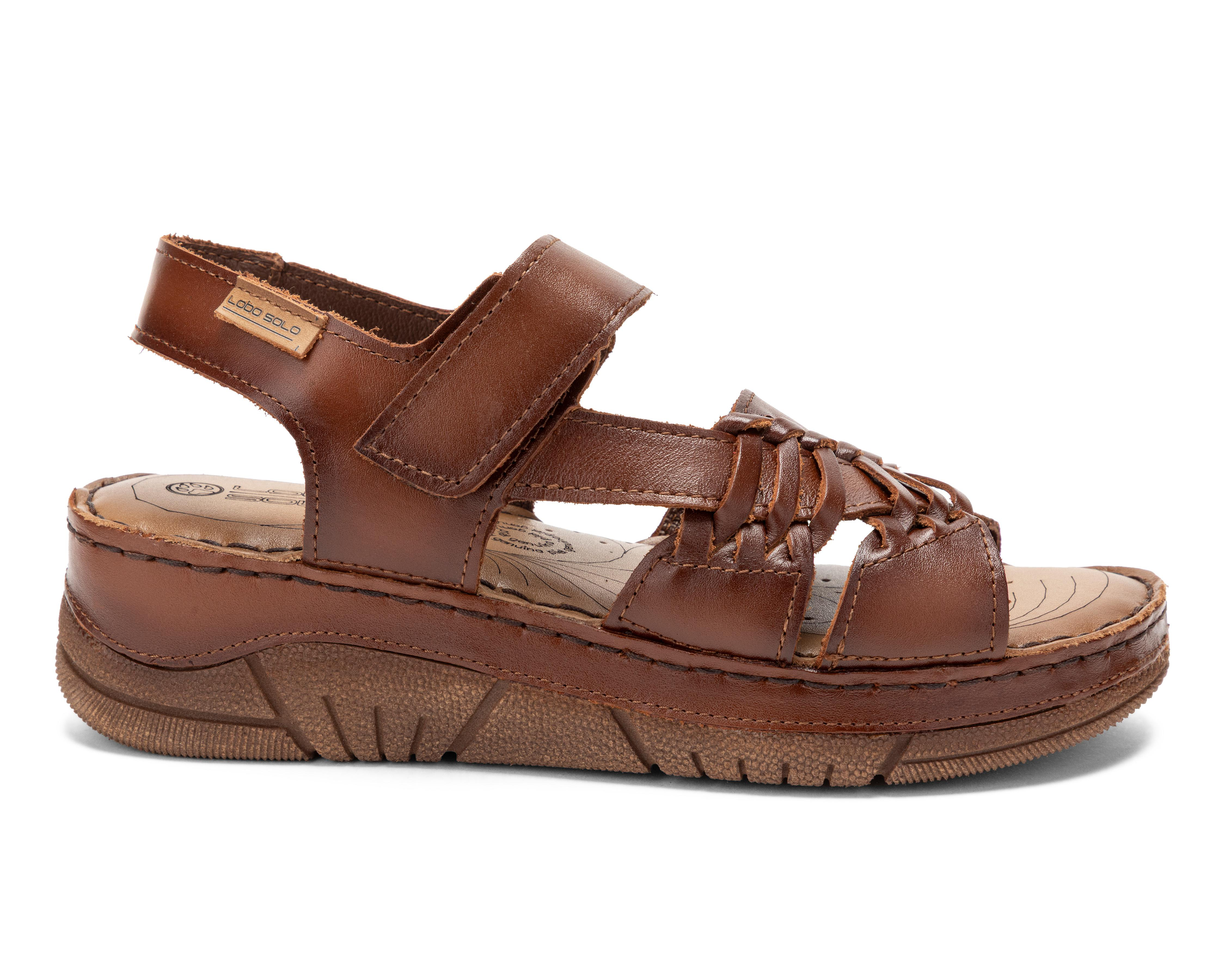 Foto 3 pulgar | Sandalias Confort Lobo Solo de Piel para Mujer