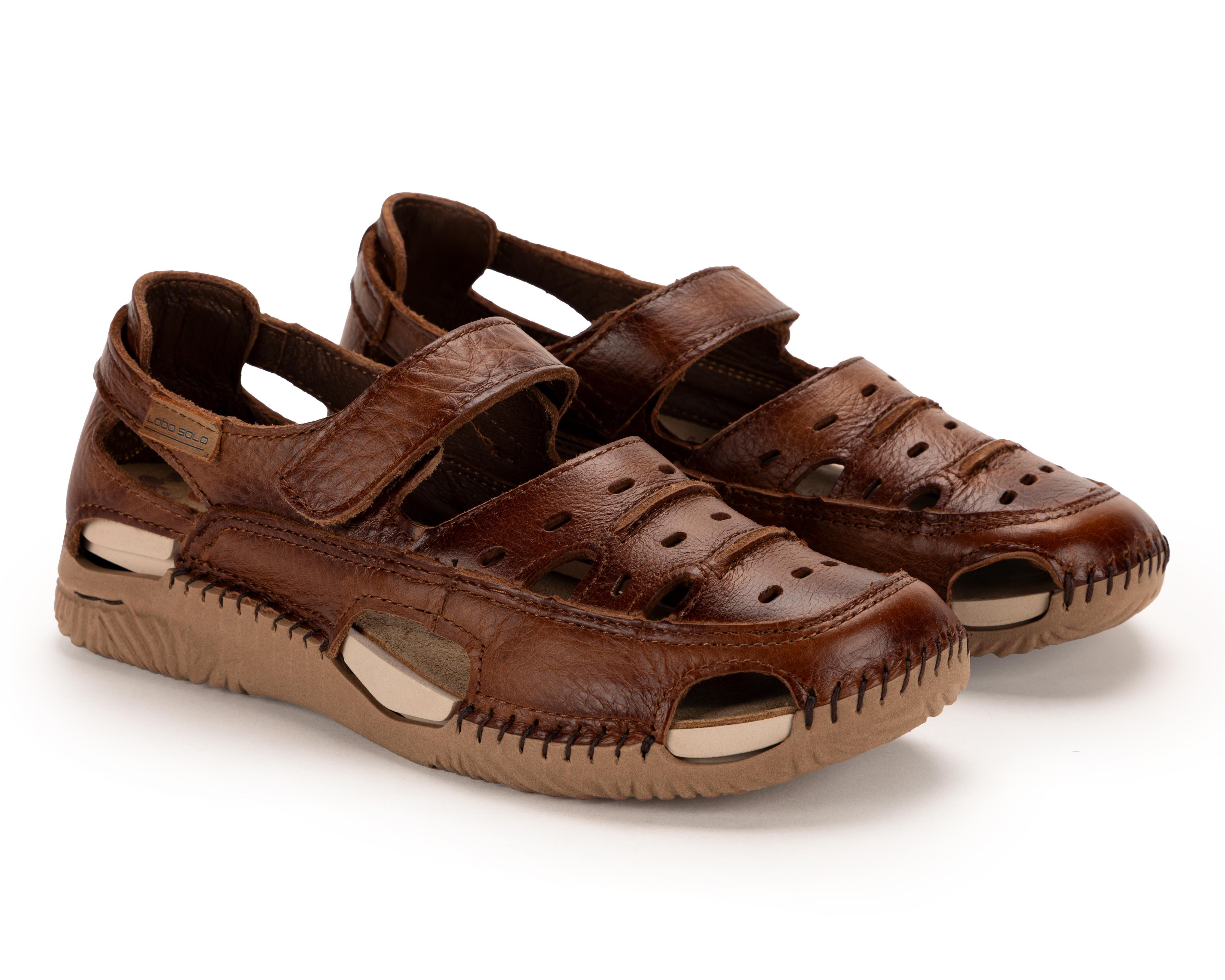 Sandalias Confort Lobo Solo de Piel para Mujer