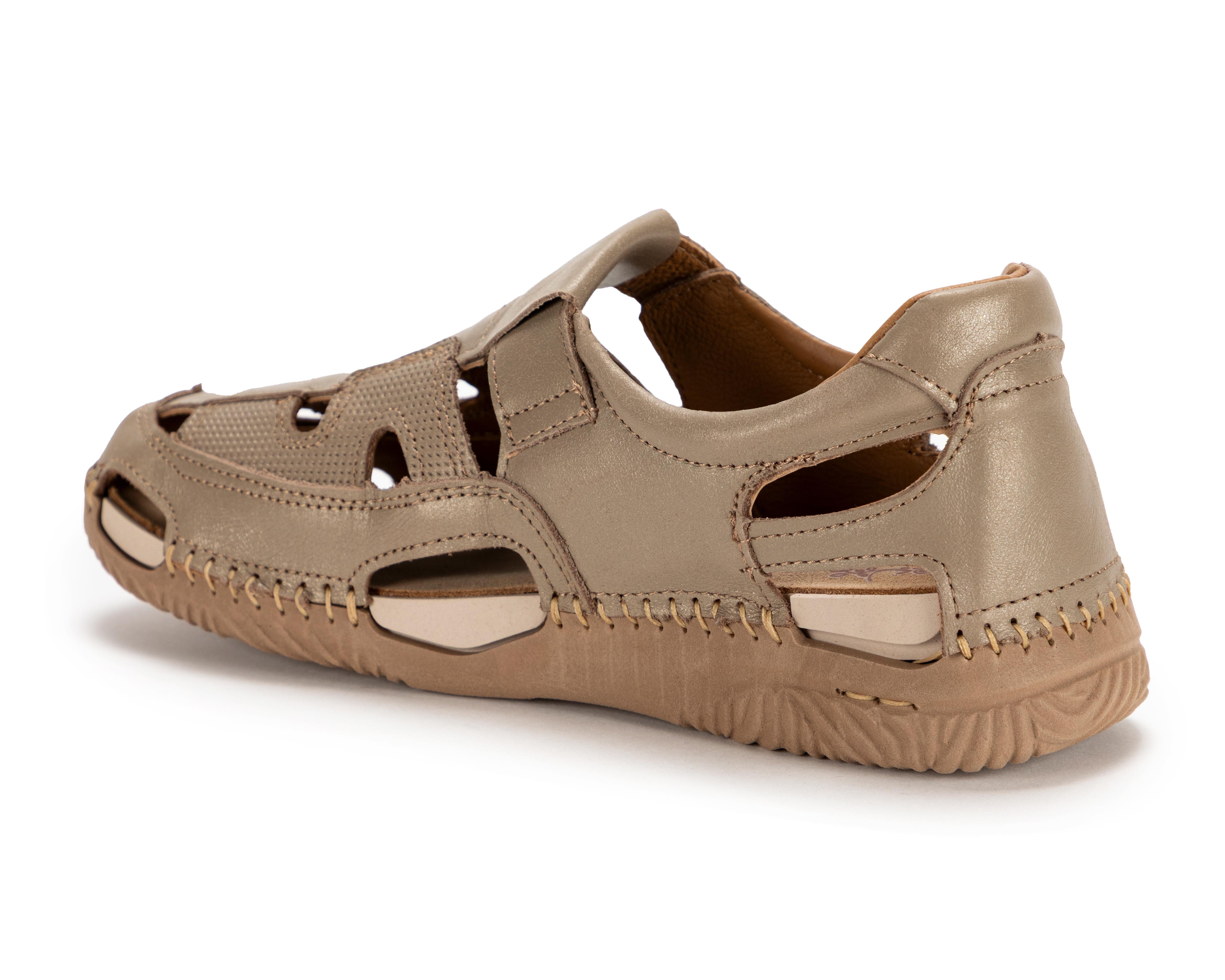 Foto 4 pulgar | Sandalias Confort Lobo Solo de Piel para Mujer
