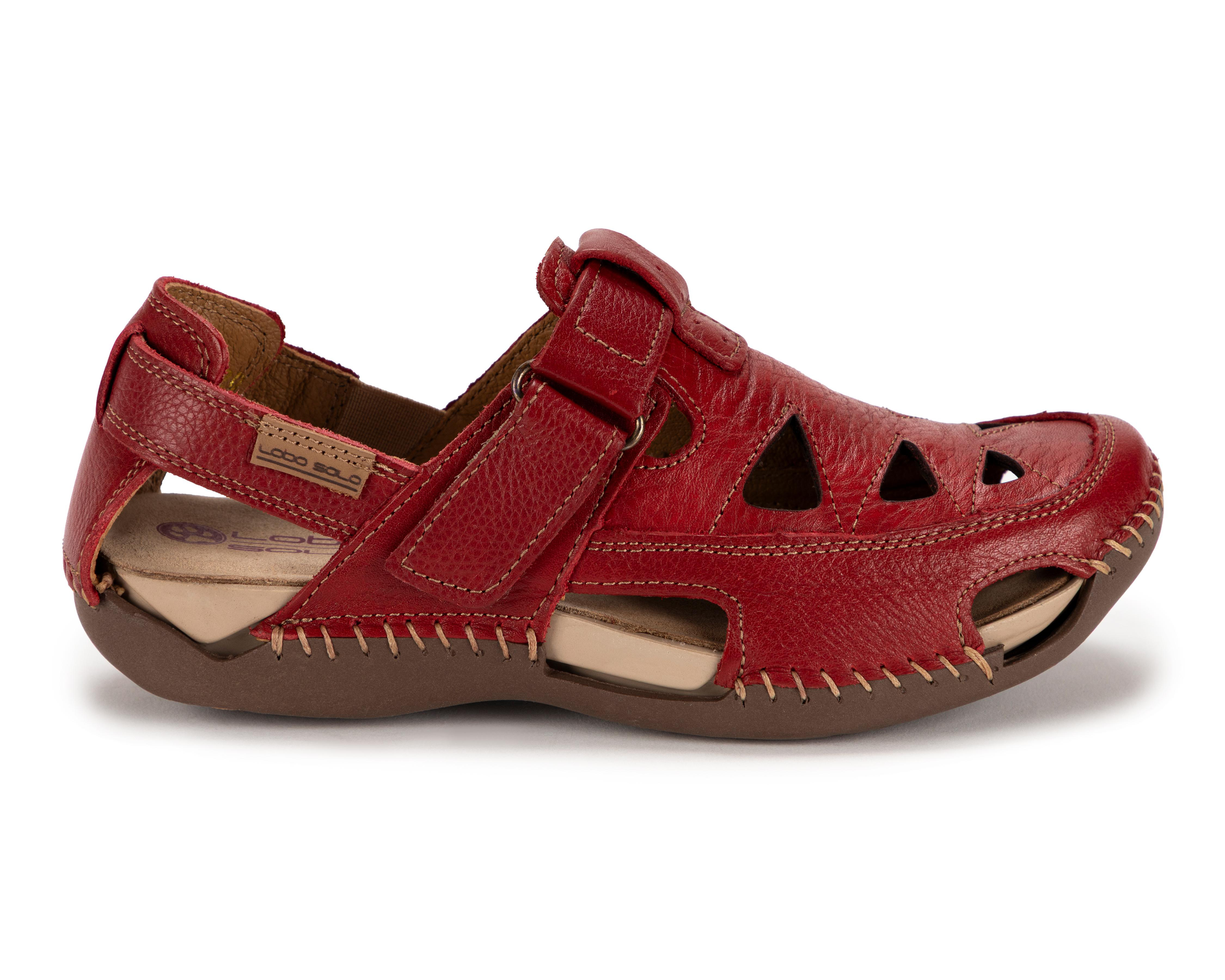 Foto 3 pulgar | Sandalias Confort Lobo Solo de Piel para Mujer