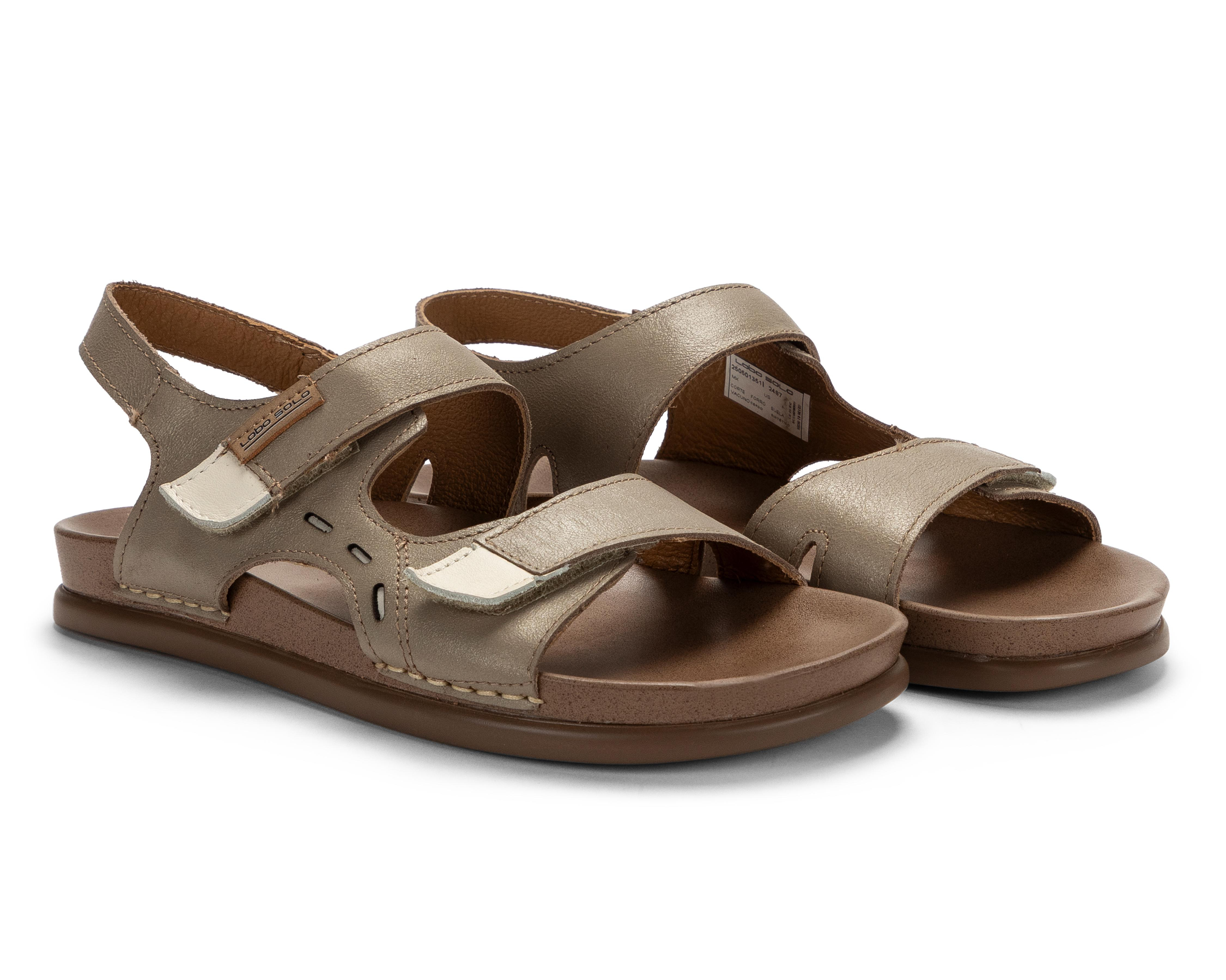 Sandalias Confort Lobo Solo de Piel para Mujer