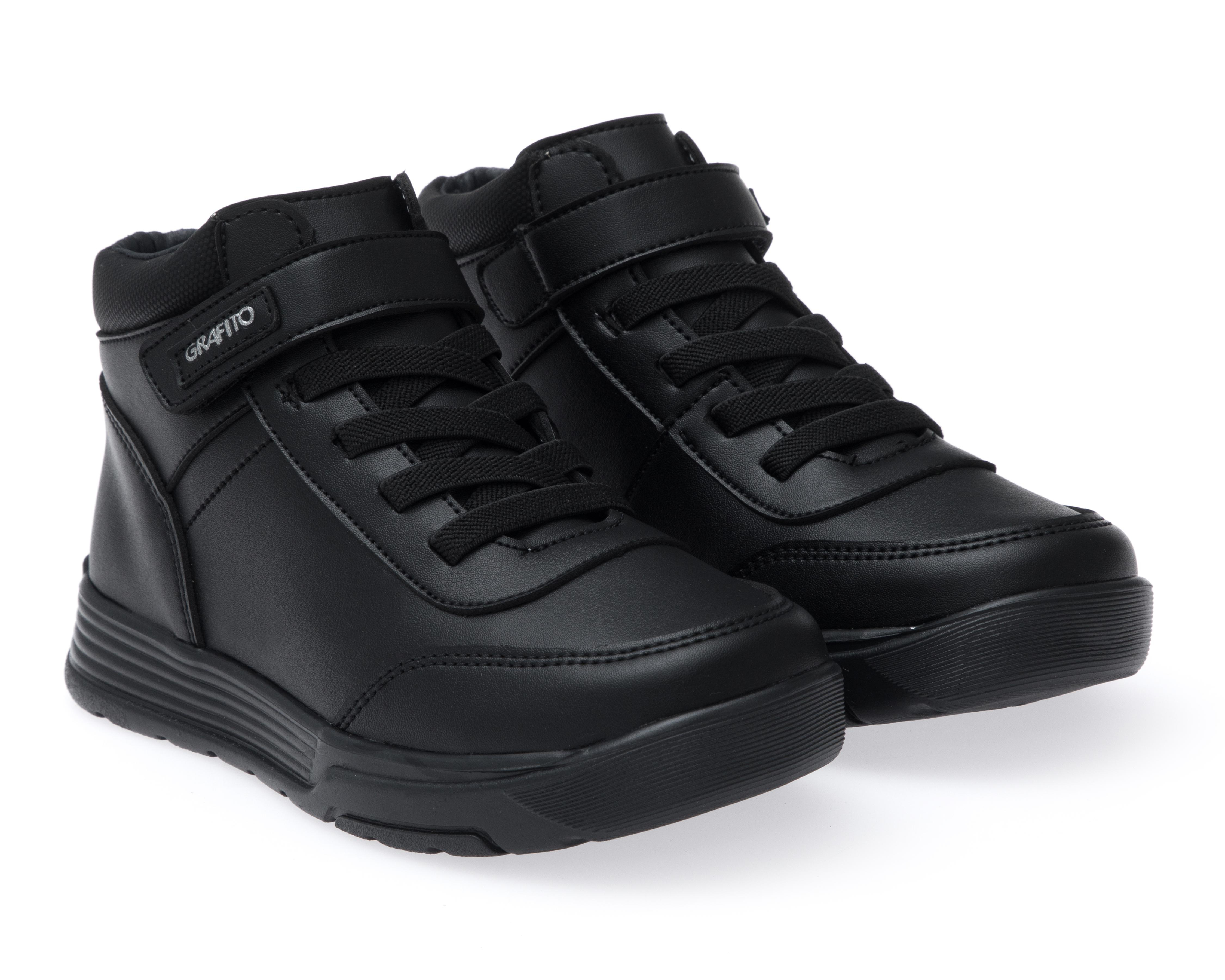 Zapatos Escolares Grafito de Piel para Niño