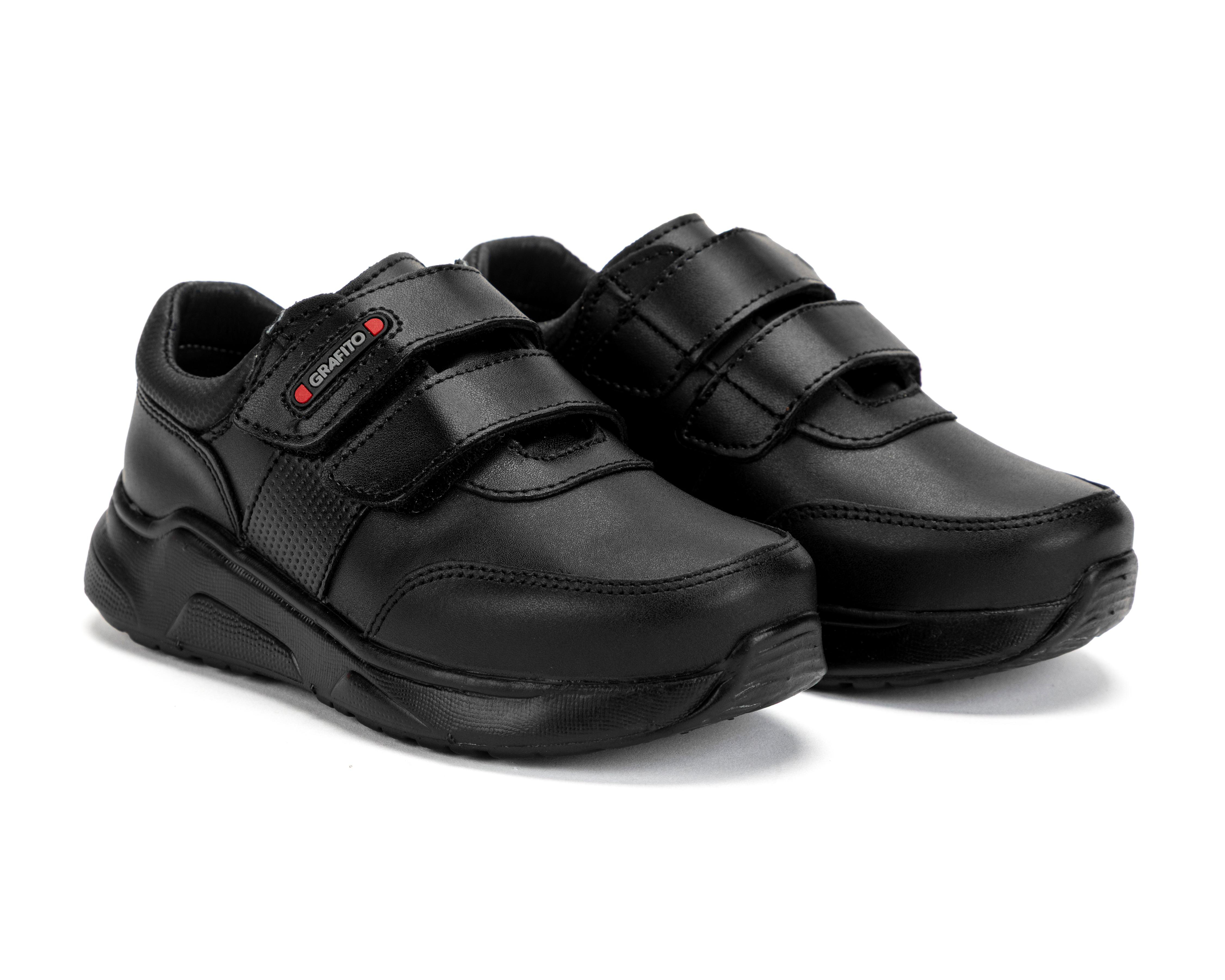 Zapatos Escolares Grafito de Piel para Niño $549