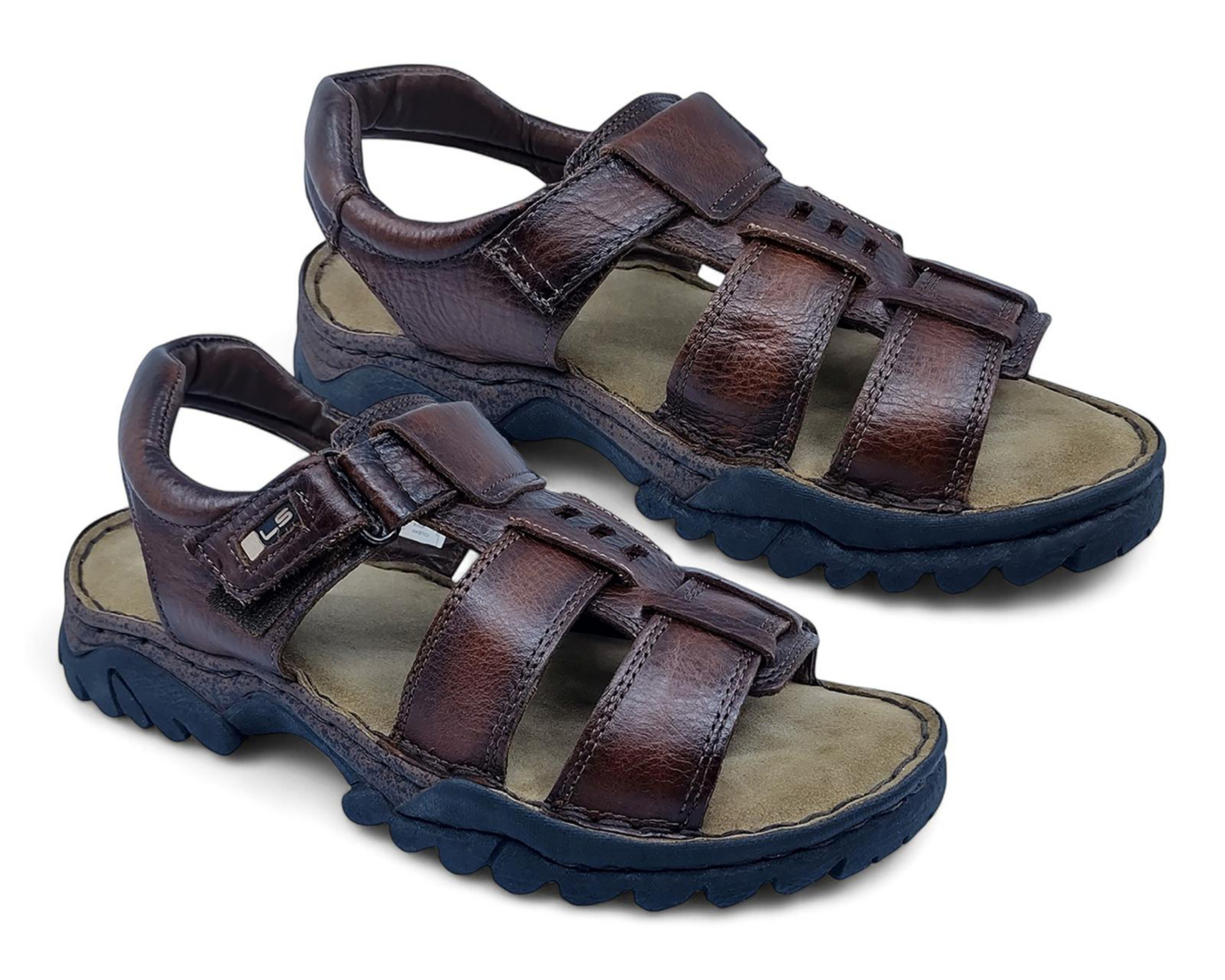 Foto 2 pulgar | Sandalias Confort Lobo Solo de Piel para Hombre