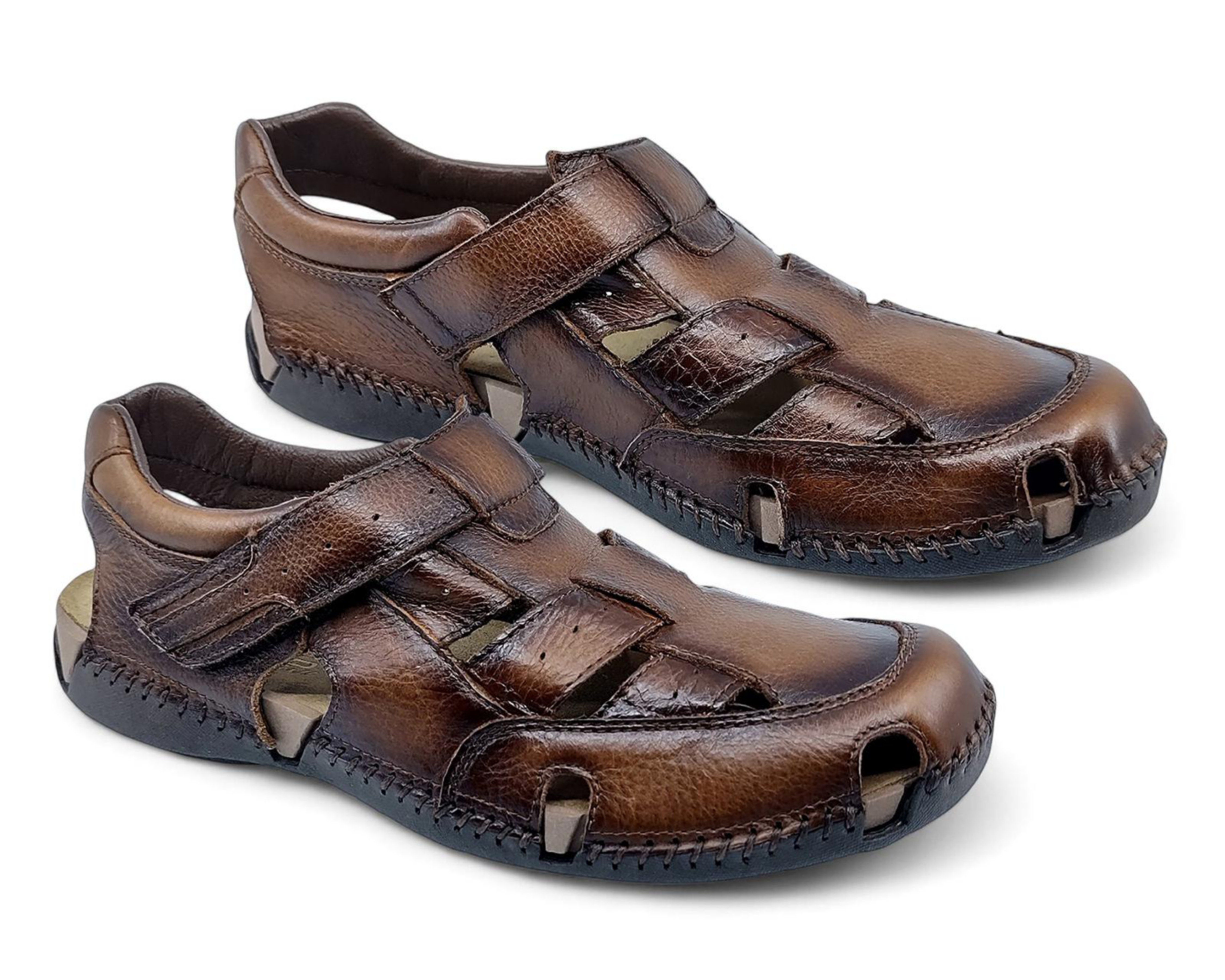 Foto 2 pulgar | Sandalias Confort Lobo Solo de Piel para Hombre