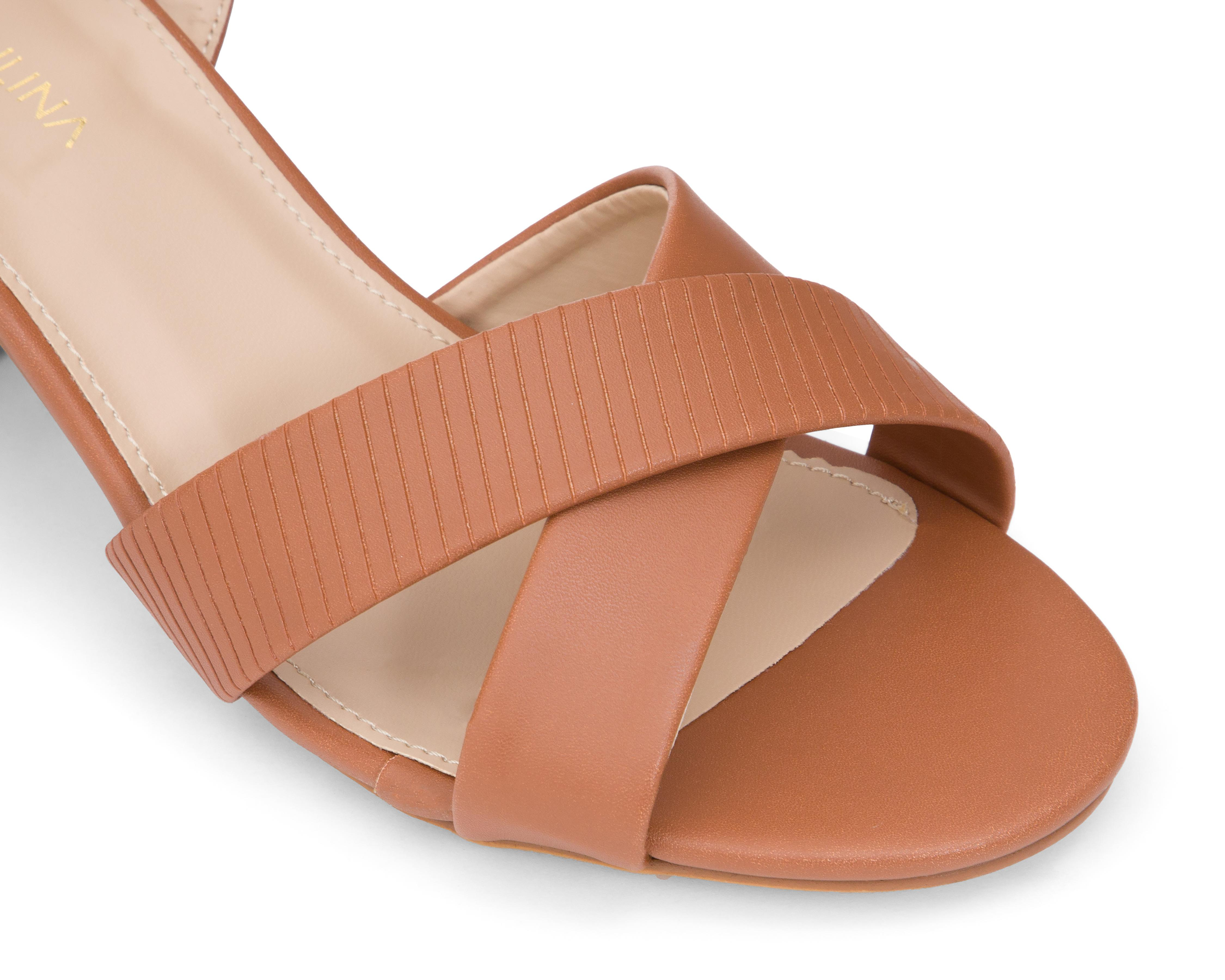 Foto 7 pulgar | Sandalias de Tacón Lady Paulina Almendra para Mujer
